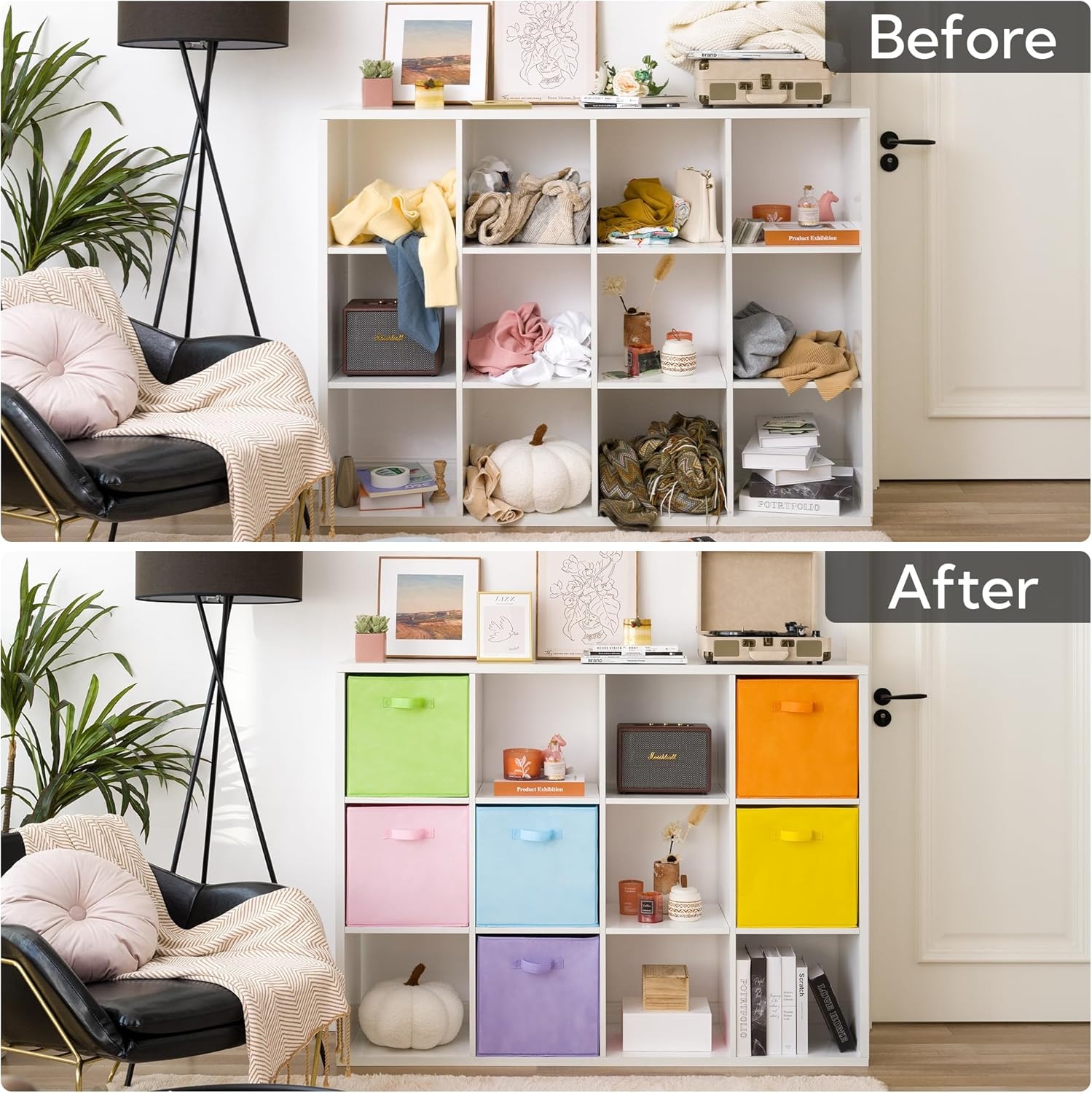 image:imageGRANNY SAYS Cube Storage Bins 11 Inch 6 Pack Storage Cube Organizer Foldable Fabric Storage Boxes with Handle Decorative Clothing Storage Baskets for Shelves Closet PinkPastel