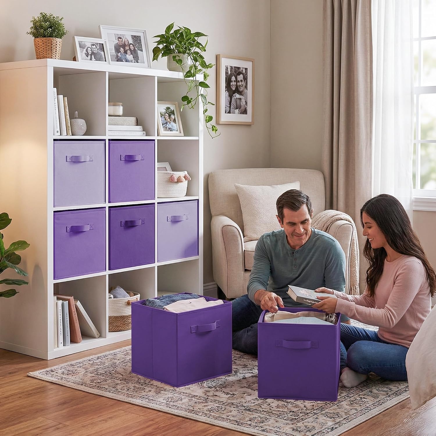 image:imageGRANNY SAYS Cube Storage Bins 11 Inch 6 Pack Storage Cube Organizer Foldable Fabric Storage Boxes with Handle Decorative Clothing Storage Baskets for Shelves Closet PinkPurple Gradient