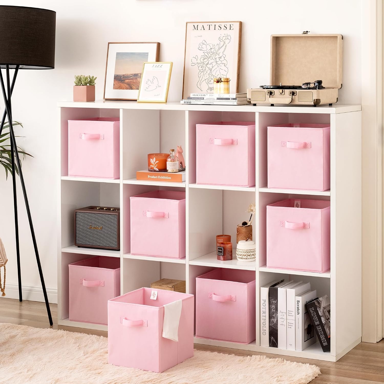 image:imageGRANNY SAYS Cube Storage Bins 11 Inch 6 Pack Storage Cube Organizer Foldable Fabric Storage Boxes with Handle Decorative Clothing Storage Baskets for Shelves Closet PinkPink