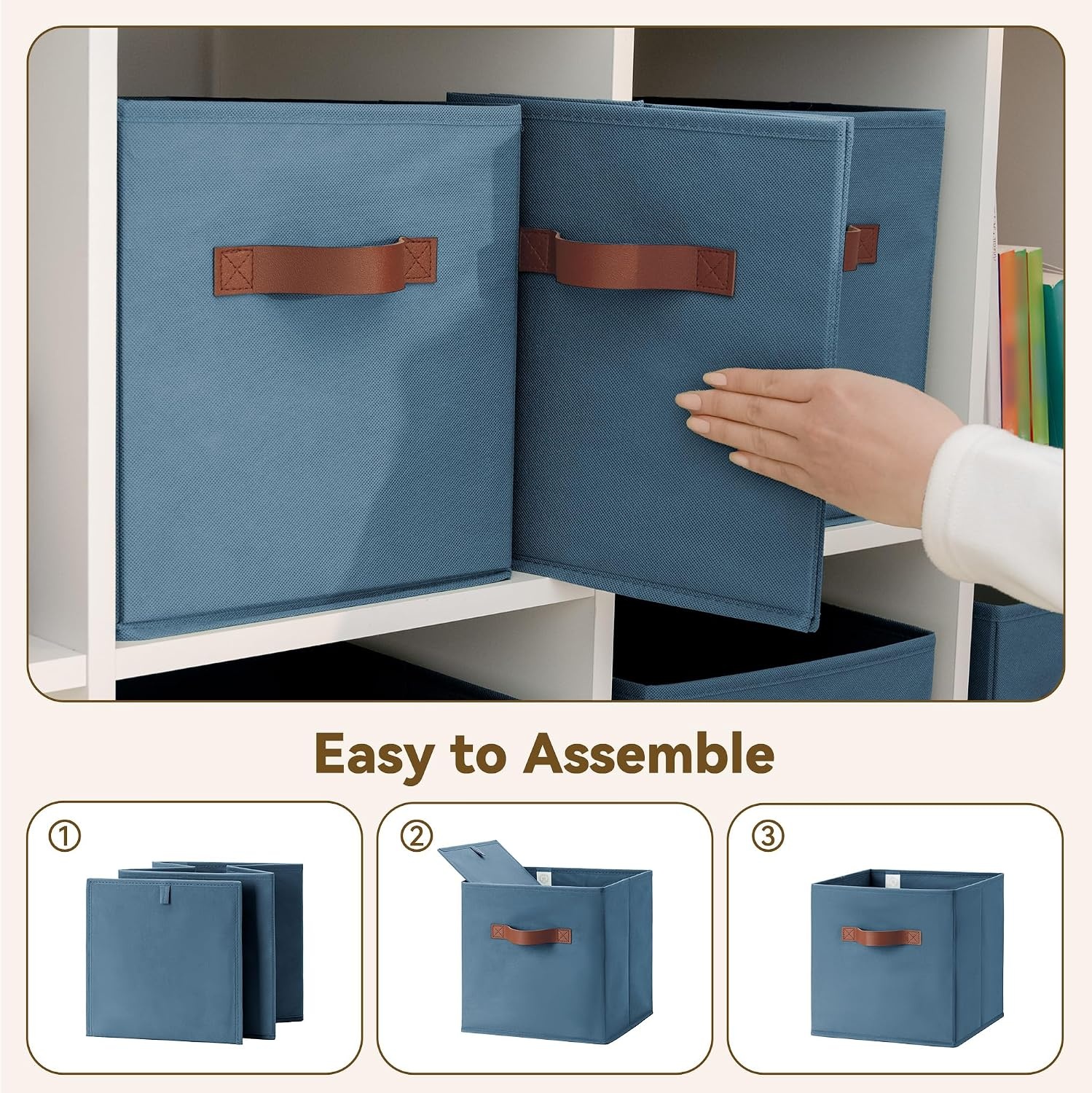 image:imageGRANNY SAYS Cube Storage Bins 11 Inch 6 Pack Storage Cube Organizer Foldable Fabric Storage Boxes with Handle Decorative Clothing Storage Baskets for Shelves Closet PinkDusty Blue