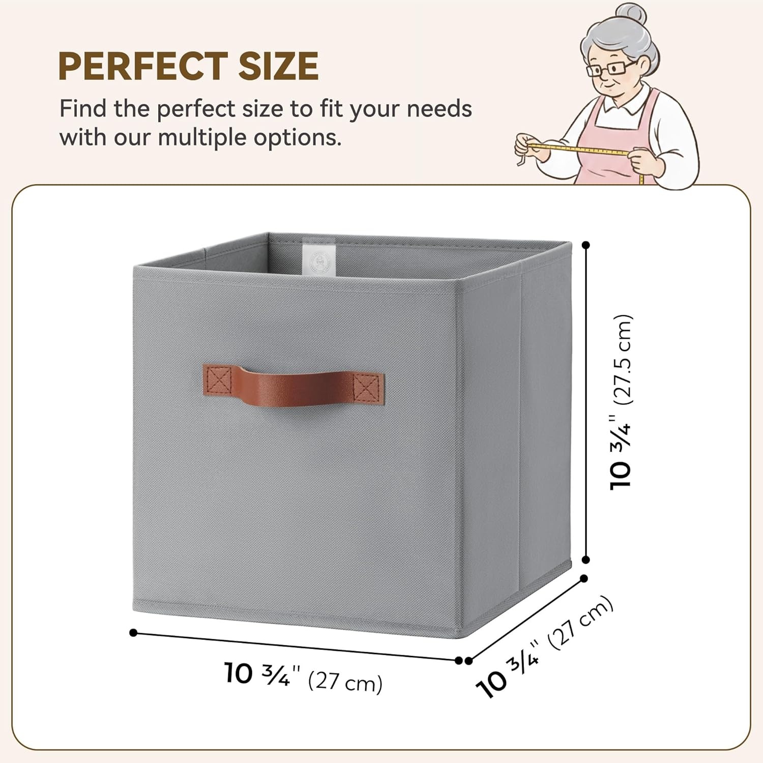 image:imageGRANNY SAYS Cube Storage Bins 11 Inch 6 Pack Storage Cube Organizer Foldable Fabric Storage Boxes with Handle Decorative Clothing Storage Baskets for Shelves Closet PinkGrey