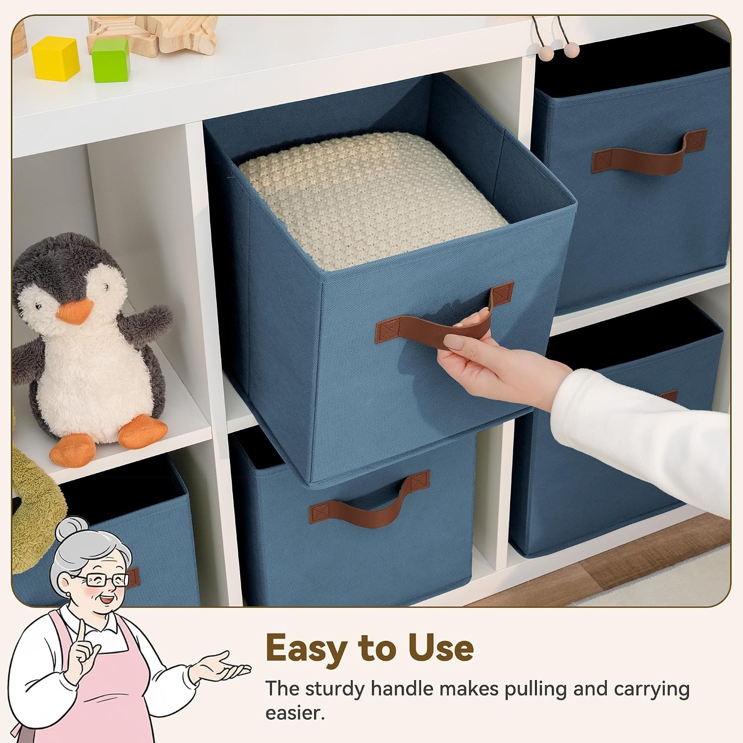 image:imageGRANNY SAYS Cube Storage Bins 11 Inch 6 Pack Storage Cube Organizer Foldable Fabric Storage Boxes with Handle Decorative Clothing Storage Baskets for Shelves Closet PinkDusty Blue