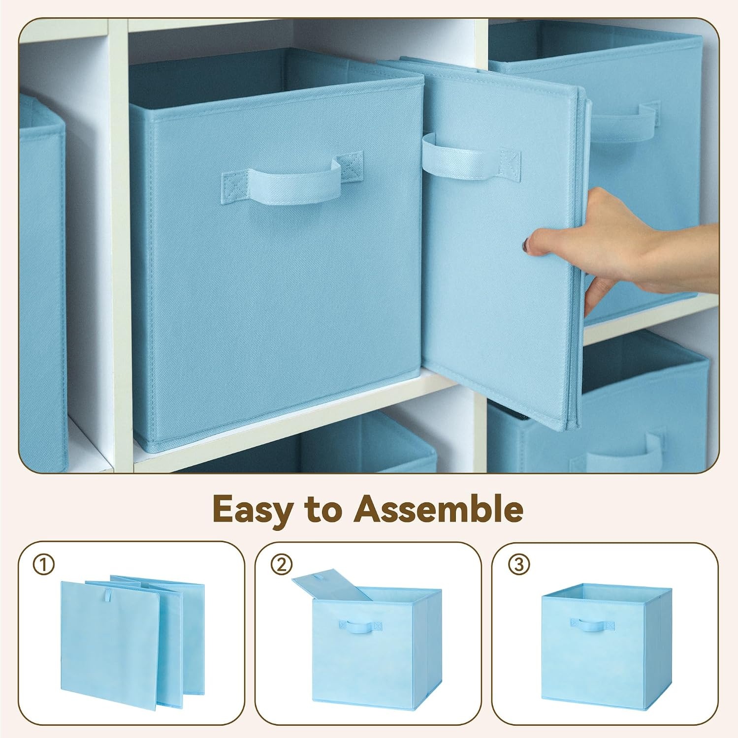 image:imageGRANNY SAYS Cube Storage Bins 11 Inch 6 Pack Storage Cube Organizer Foldable Fabric Storage Boxes with Handle Decorative Clothing Storage Baskets for Shelves Closet PinkBlue
