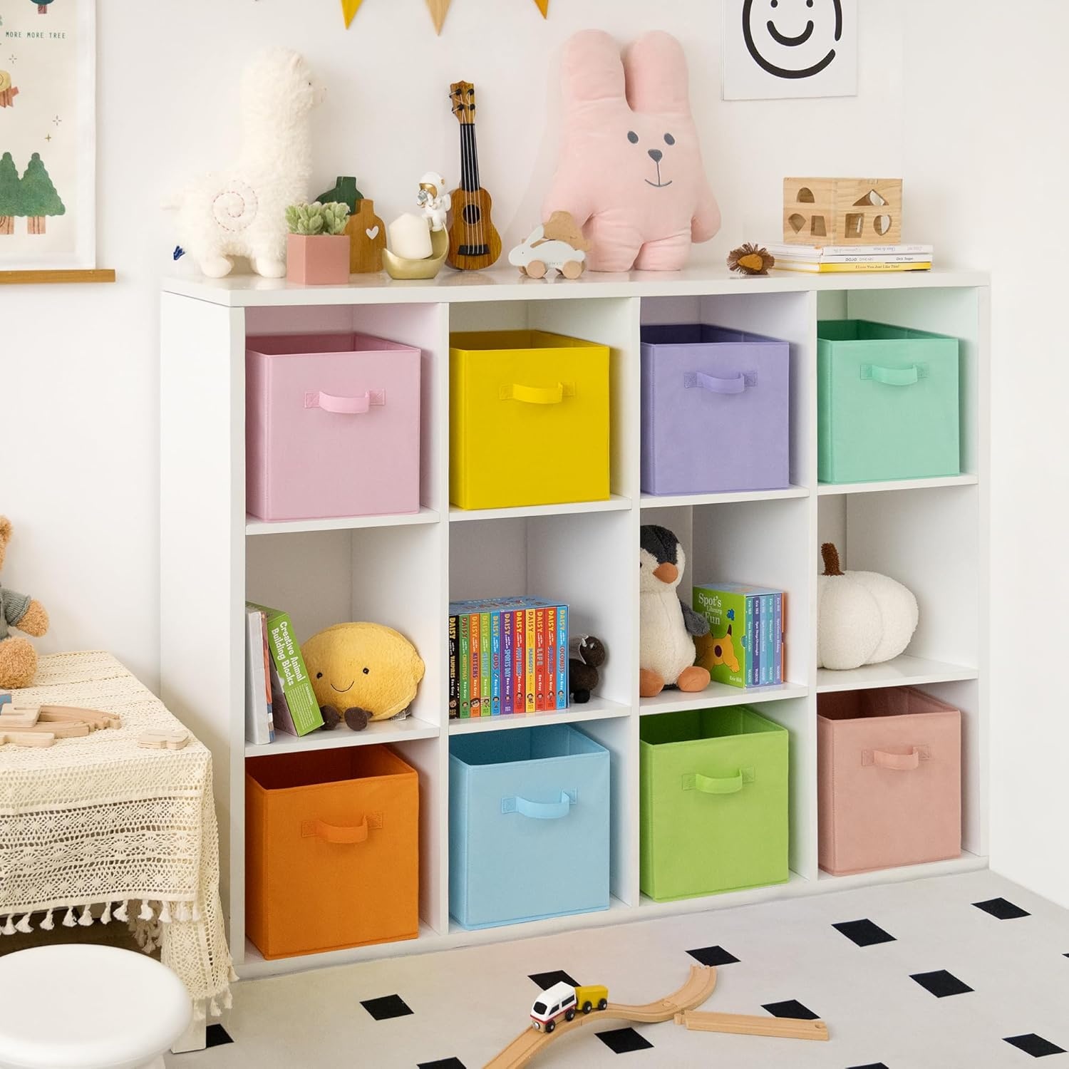 image:imageGRANNY SAYS Cube Storage Bins 11 Inch 6 Pack Storage Cube Organizer Foldable Fabric Storage Boxes with Handle Decorative Clothing Storage Baskets for Shelves Closet PinkPastel