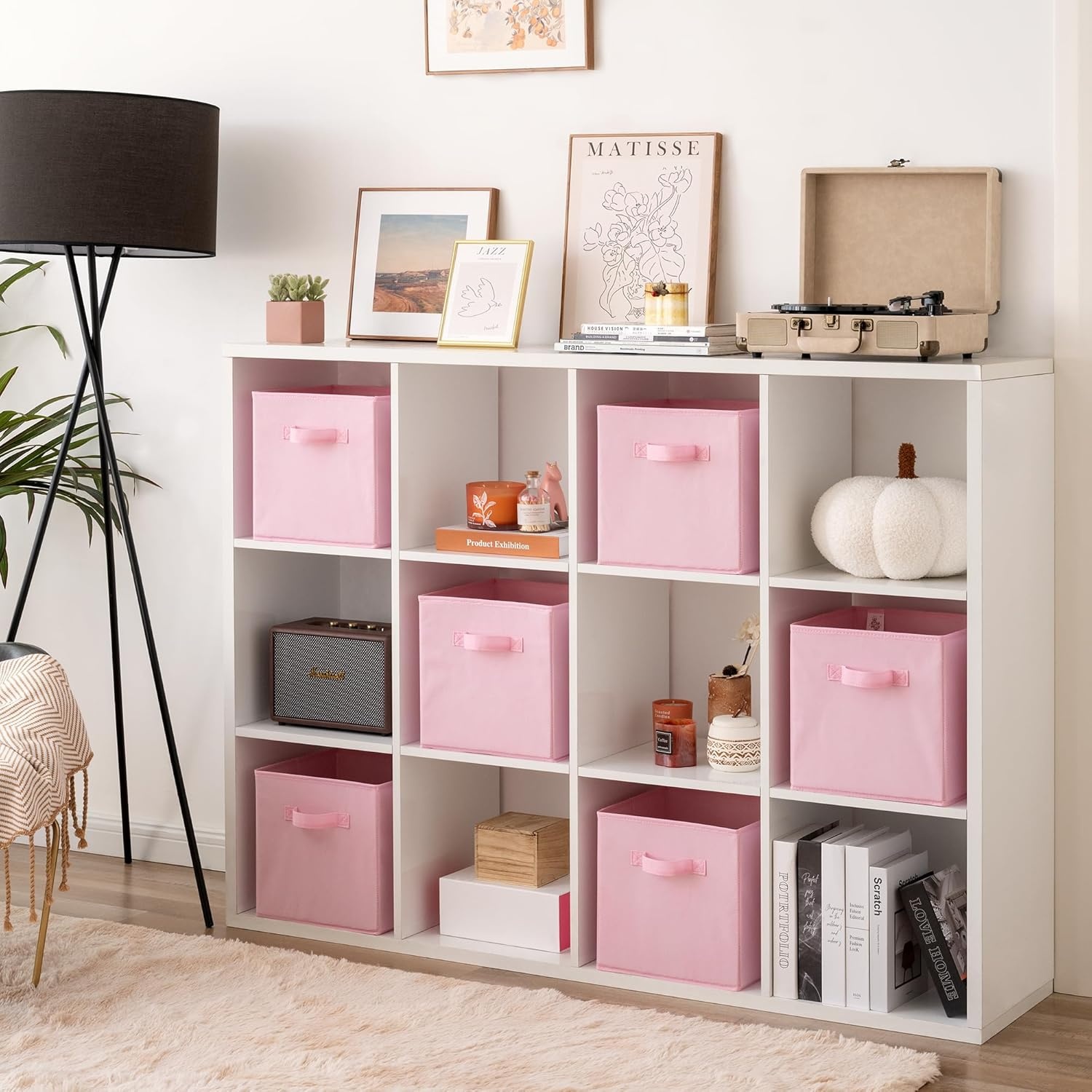 image:imageGRANNY SAYS Cube Storage Bins 11 Inch 6 Pack Storage Cube Organizer Foldable Fabric Storage Boxes with Handle Decorative Clothing Storage Baskets for Shelves Closet PinkPink