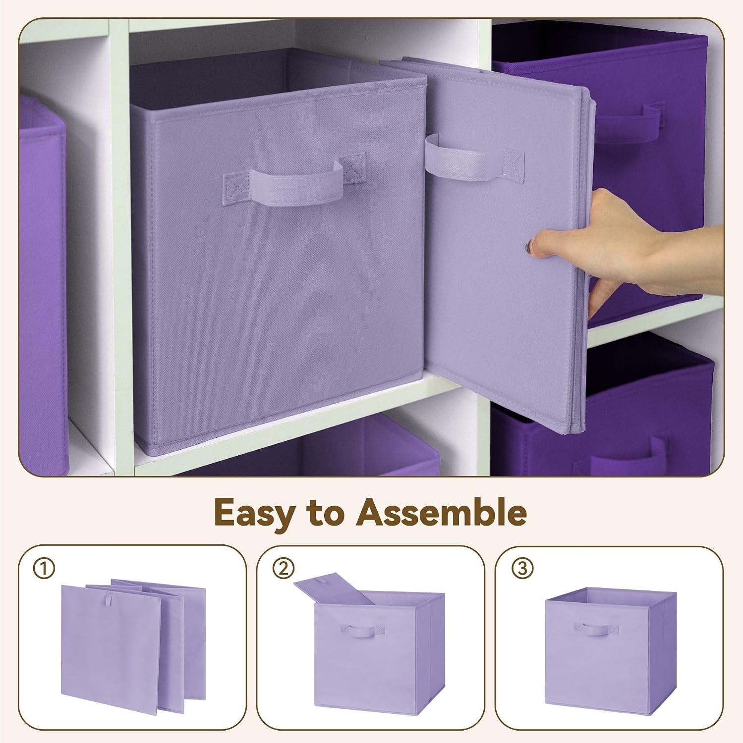 image:imageGRANNY SAYS Cube Storage Bins 11 Inch 6 Pack Storage Cube Organizer Foldable Fabric Storage Boxes with Handle Decorative Clothing Storage Baskets for Shelves Closet PinkPurple Gradient
