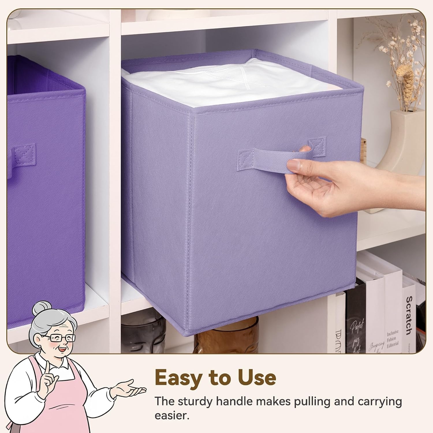 image:imageGRANNY SAYS Cube Storage Bins 11 Inch 6 Pack Storage Cube Organizer Foldable Fabric Storage Boxes with Handle Decorative Clothing Storage Baskets for Shelves Closet PinkPurple Gradient