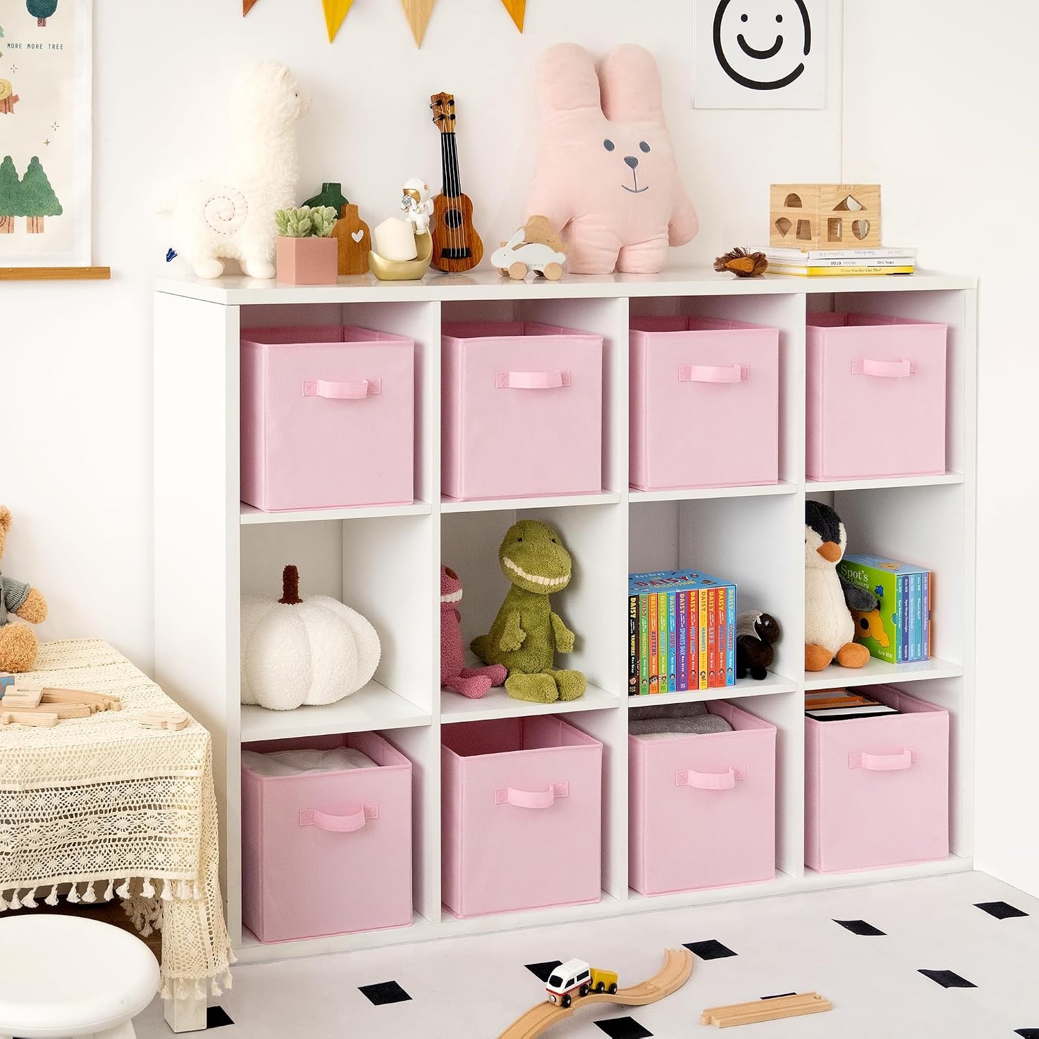 image:imageGRANNY SAYS Cube Storage Bins 11 Inch 6 Pack Storage Cube Organizer Foldable Fabric Storage Boxes with Handle Decorative Clothing Storage Baskets for Shelves Closet PinkPink