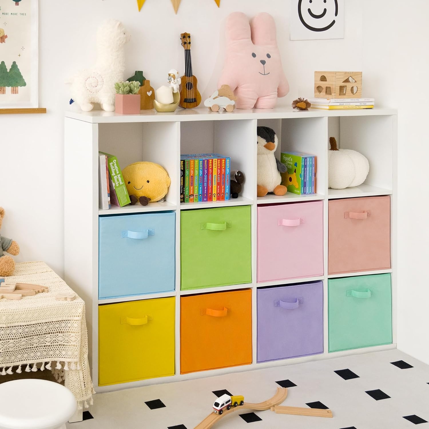 image:imageGRANNY SAYS Cube Storage Bins 11 Inch 6 Pack Storage Cube Organizer Foldable Fabric Storage Boxes with Handle Decorative Clothing Storage Baskets for Shelves Closet PinkPastel