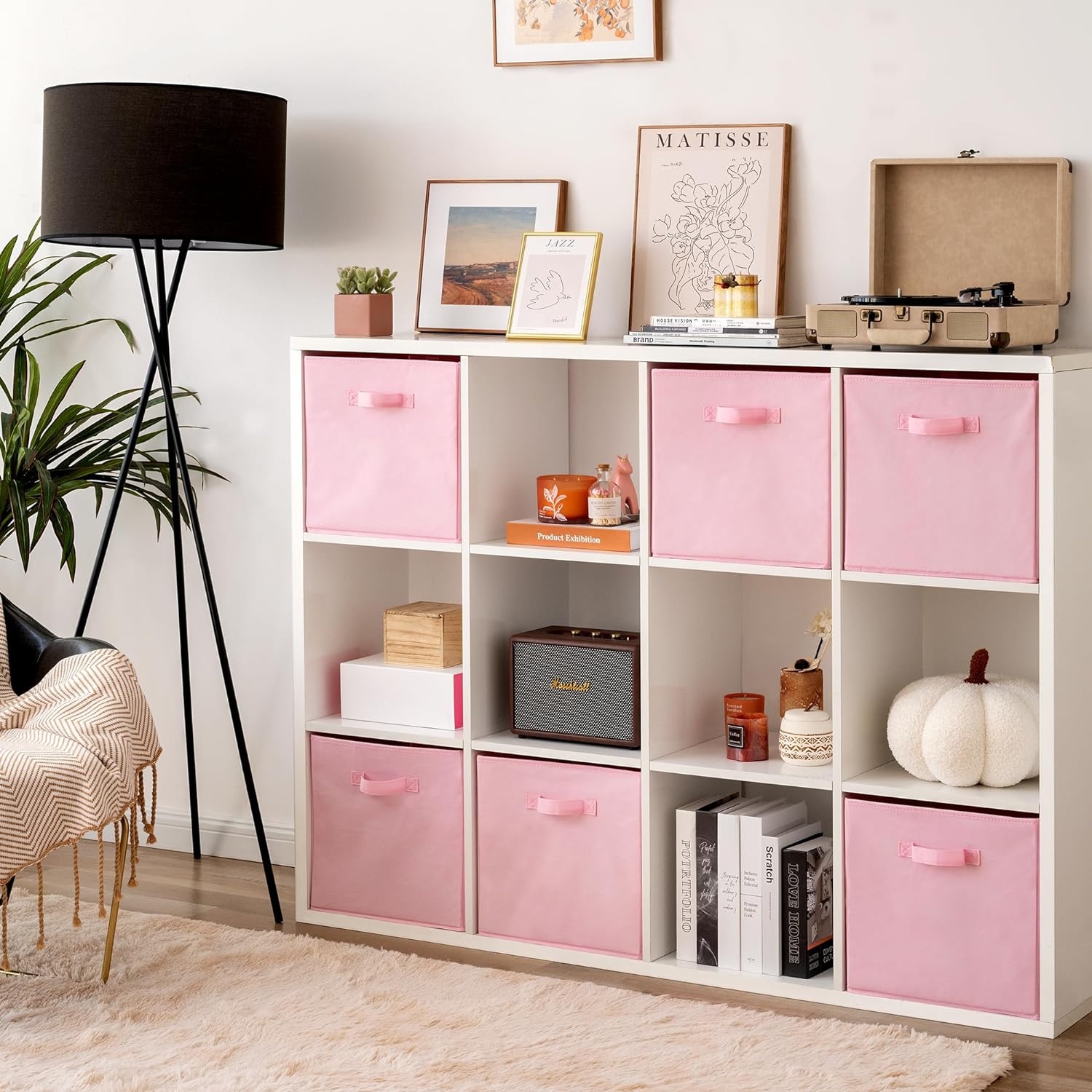 image:imageGRANNY SAYS Cube Storage Bins 11 Inch 6 Pack Storage Cube Organizer Foldable Fabric Storage Boxes with Handle Decorative Clothing Storage Baskets for Shelves Closet PinkPink