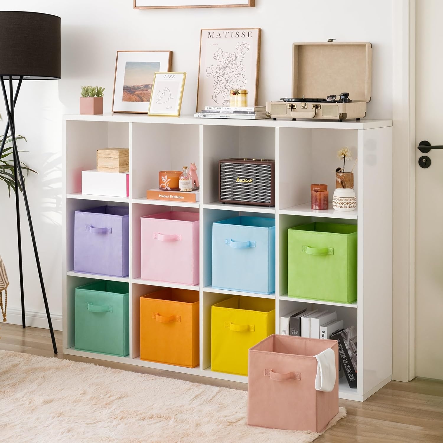 image:imageGRANNY SAYS Cube Storage Bins 11 Inch 6 Pack Storage Cube Organizer Foldable Fabric Storage Boxes with Handle Decorative Clothing Storage Baskets for Shelves Closet PinkPastel