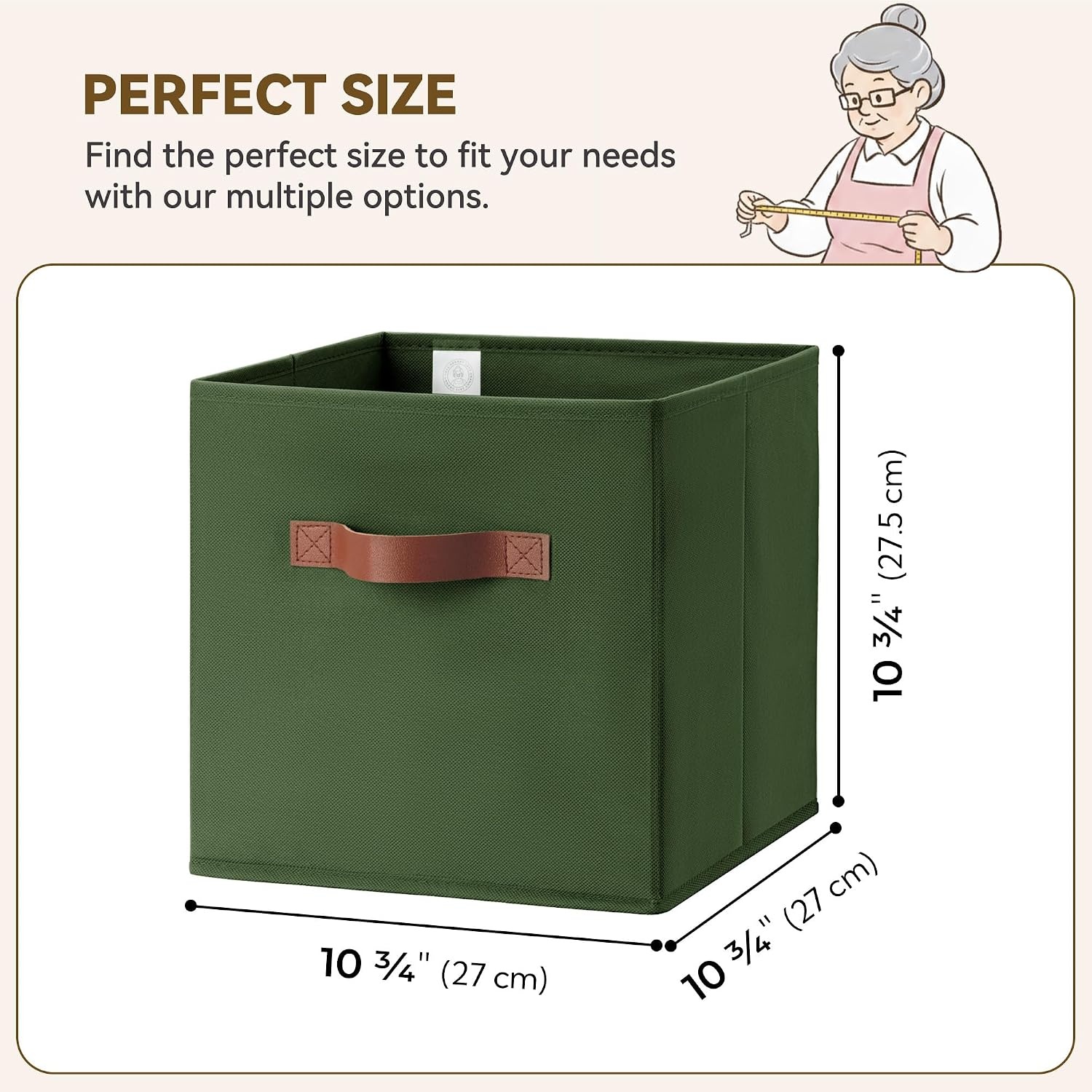 image:imageGRANNY SAYS Cube Storage Bins 11 Inch 6 Pack Storage Cube Organizer Foldable Fabric Storage Boxes with Handle Decorative Clothing Storage Baskets for Shelves Closet PinkOlive Green