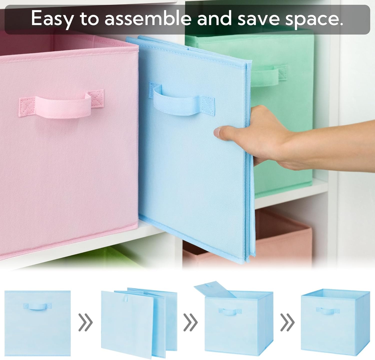 image:imageGRANNY SAYS Cube Storage Bins 11 Inch 6 Pack Storage Cube Organizer Foldable Fabric Storage Boxes with Handle Decorative Clothing Storage Baskets for Shelves Closet PinkPastel