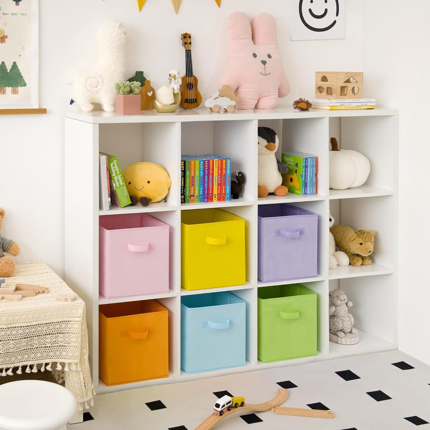 image:imageGRANNY SAYS Cube Storage Bins 11 Inch 6 Pack Storage Cube Organizer Foldable Fabric Storage Boxes with Handle Decorative Clothing Storage Baskets for Shelves Closet PinkPastel