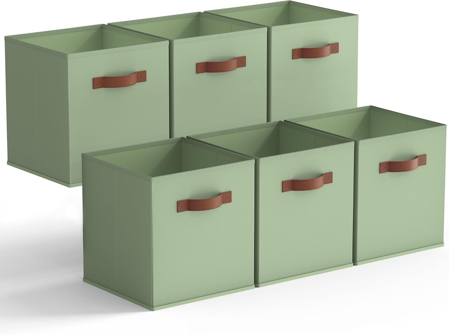 image:imageGRANNY SAYS Cube Storage Bins 11 Inch 6 Pack Storage Cube Organizer Foldable Fabric Storage Boxes with Handle Decorative Clothing Storage Baskets for Shelves Closet PinkGreen