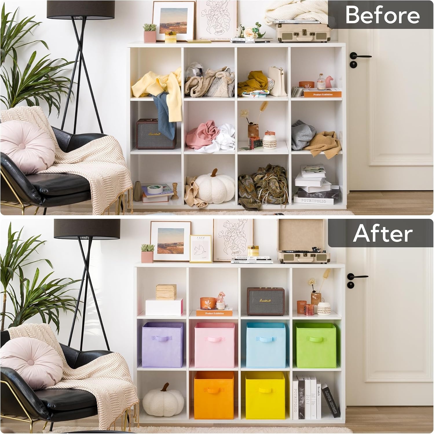 image:imageGRANNY SAYS Cube Storage Bins 11 Inch 6 Pack Storage Cube Organizer Foldable Fabric Storage Boxes with Handle Decorative Clothing Storage Baskets for Shelves Closet PinkPastel