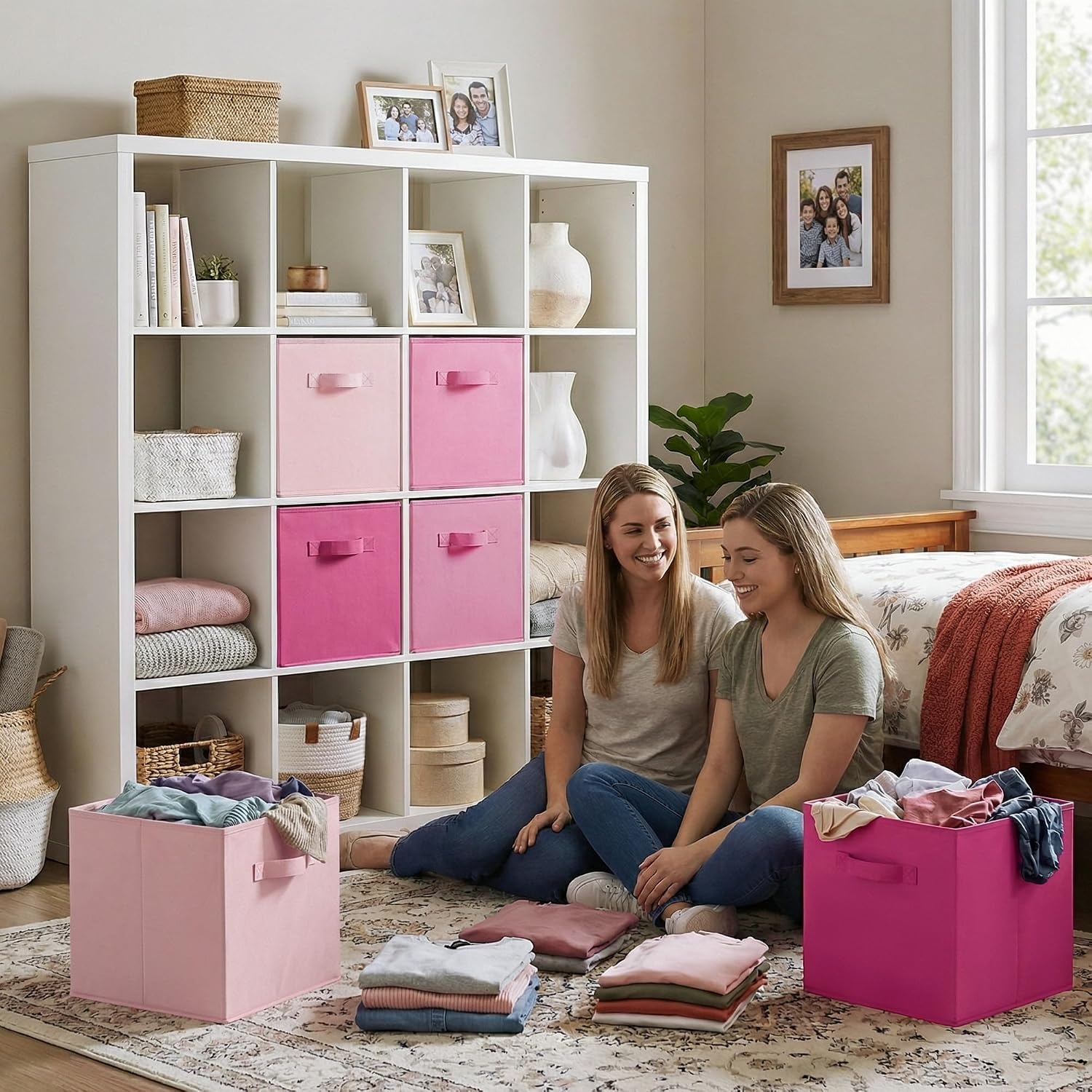 image:imageGRANNY SAYS Cube Storage Bins 11 Inch 6 Pack Storage Cube Organizer Foldable Fabric Storage Boxes with Handle Decorative Clothing Storage Baskets for Shelves Closet PinkPink Gradient