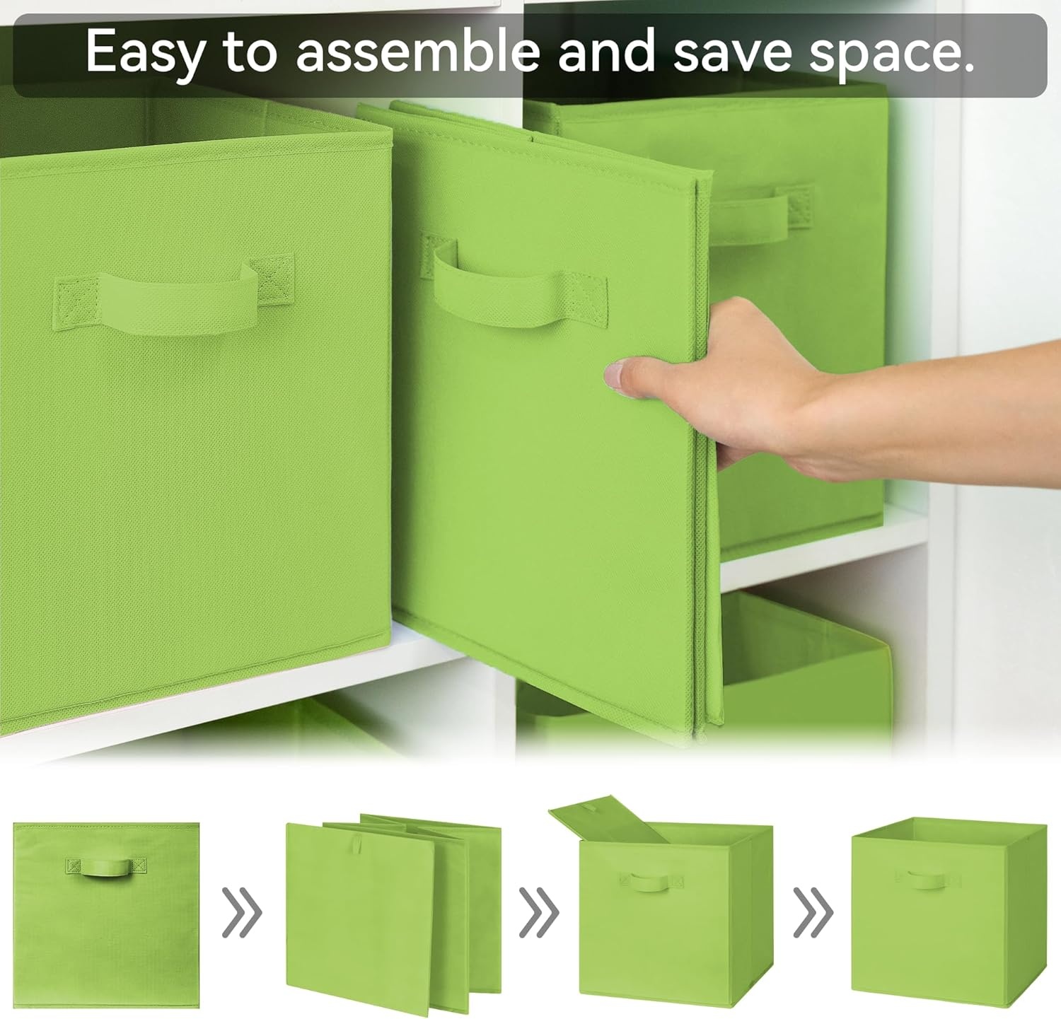 image:imageGRANNY SAYS Cube Storage Bins 11 Inch 6 Pack Storage Cube Organizer Foldable Fabric Storage Boxes with Handle Decorative Clothing Storage Baskets for Shelves Closet PinkLight Green