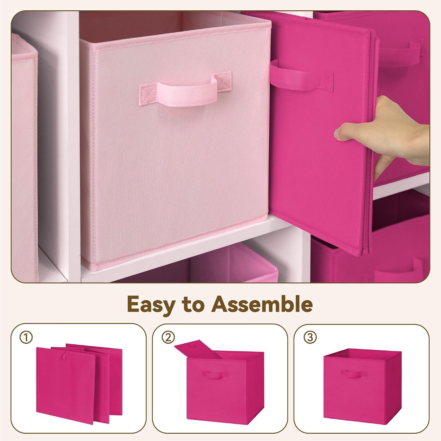 image:imageGRANNY SAYS Cube Storage Bins 11 Inch 6 Pack Storage Cube Organizer Foldable Fabric Storage Boxes with Handle Decorative Clothing Storage Baskets for Shelves Closet PinkPink Gradient
