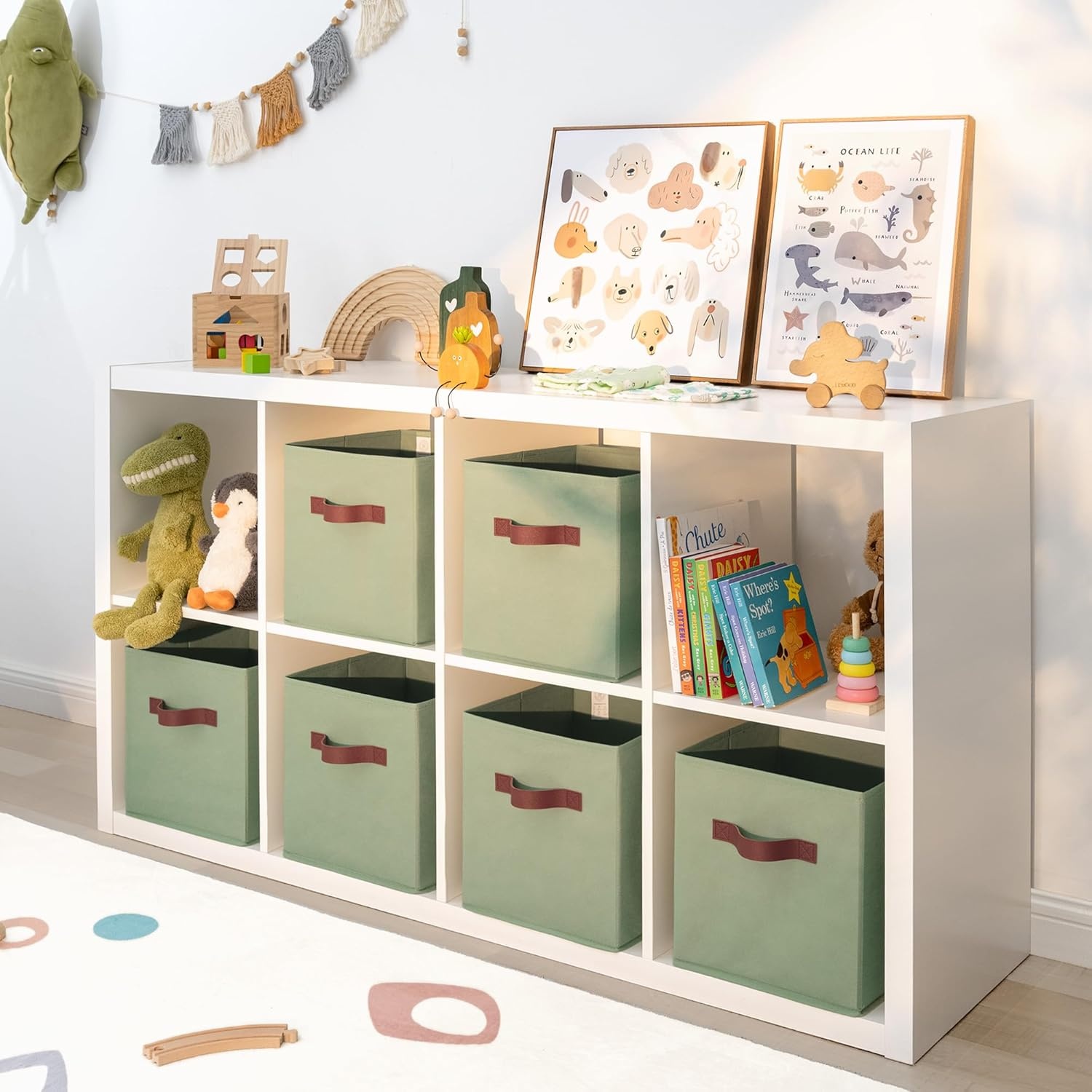 image:imageGRANNY SAYS Cube Storage Bins 11 Inch 6 Pack Storage Cube Organizer Foldable Fabric Storage Boxes with Handle Decorative Clothing Storage Baskets for Shelves Closet PinkGreen