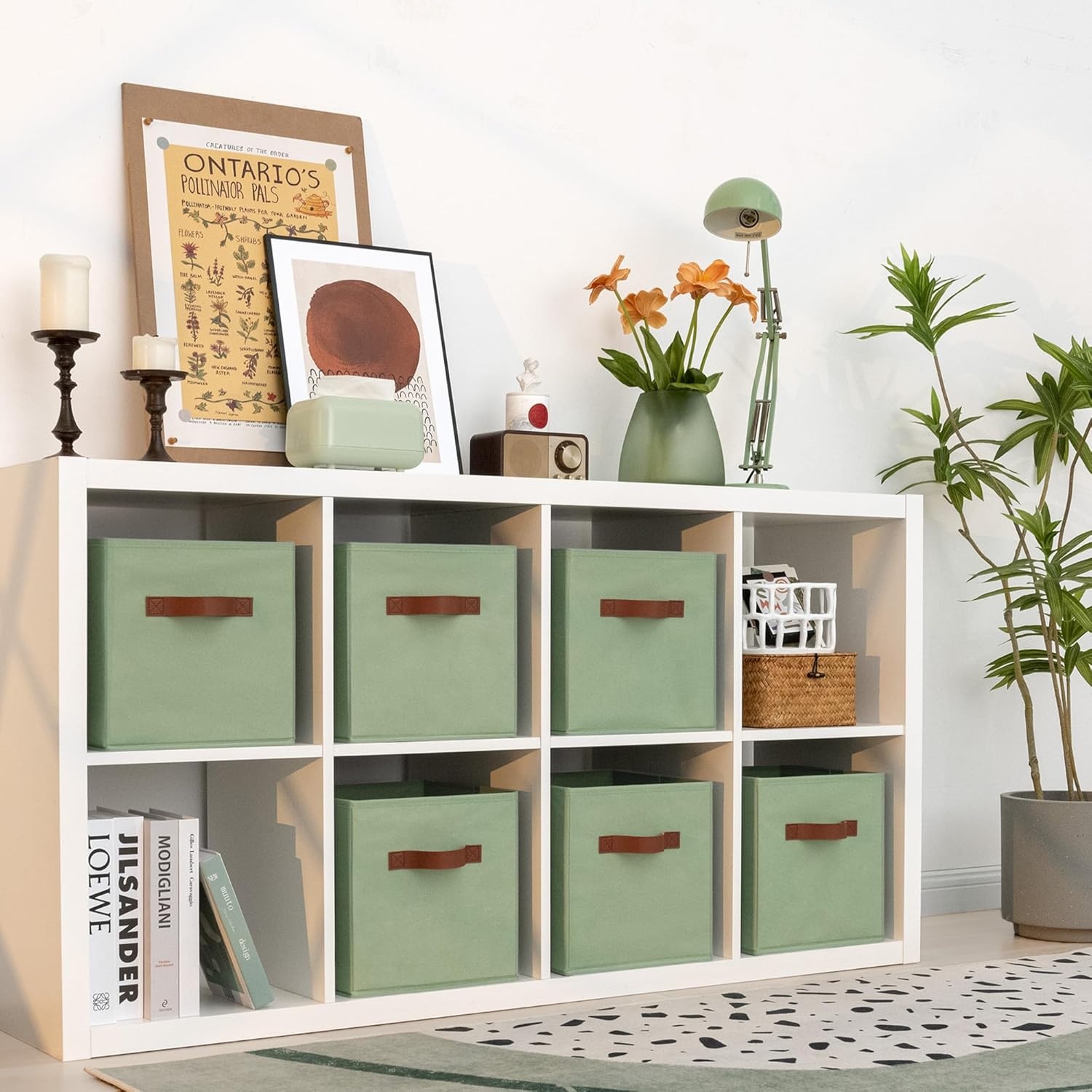 image:imageGRANNY SAYS Cube Storage Bins 11 Inch 6 Pack Storage Cube Organizer Foldable Fabric Storage Boxes with Handle Decorative Clothing Storage Baskets for Shelves Closet PinkGreen