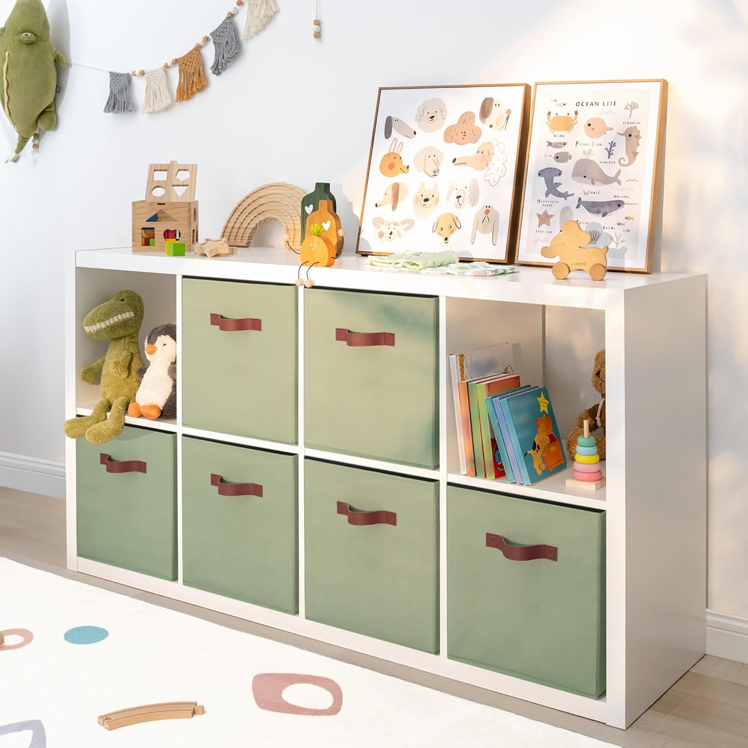 image:imageGRANNY SAYS Cube Storage Bins 11 Inch 6 Pack Storage Cube Organizer Foldable Fabric Storage Boxes with Handle Decorative Clothing Storage Baskets for Shelves Closet PinkGreen
