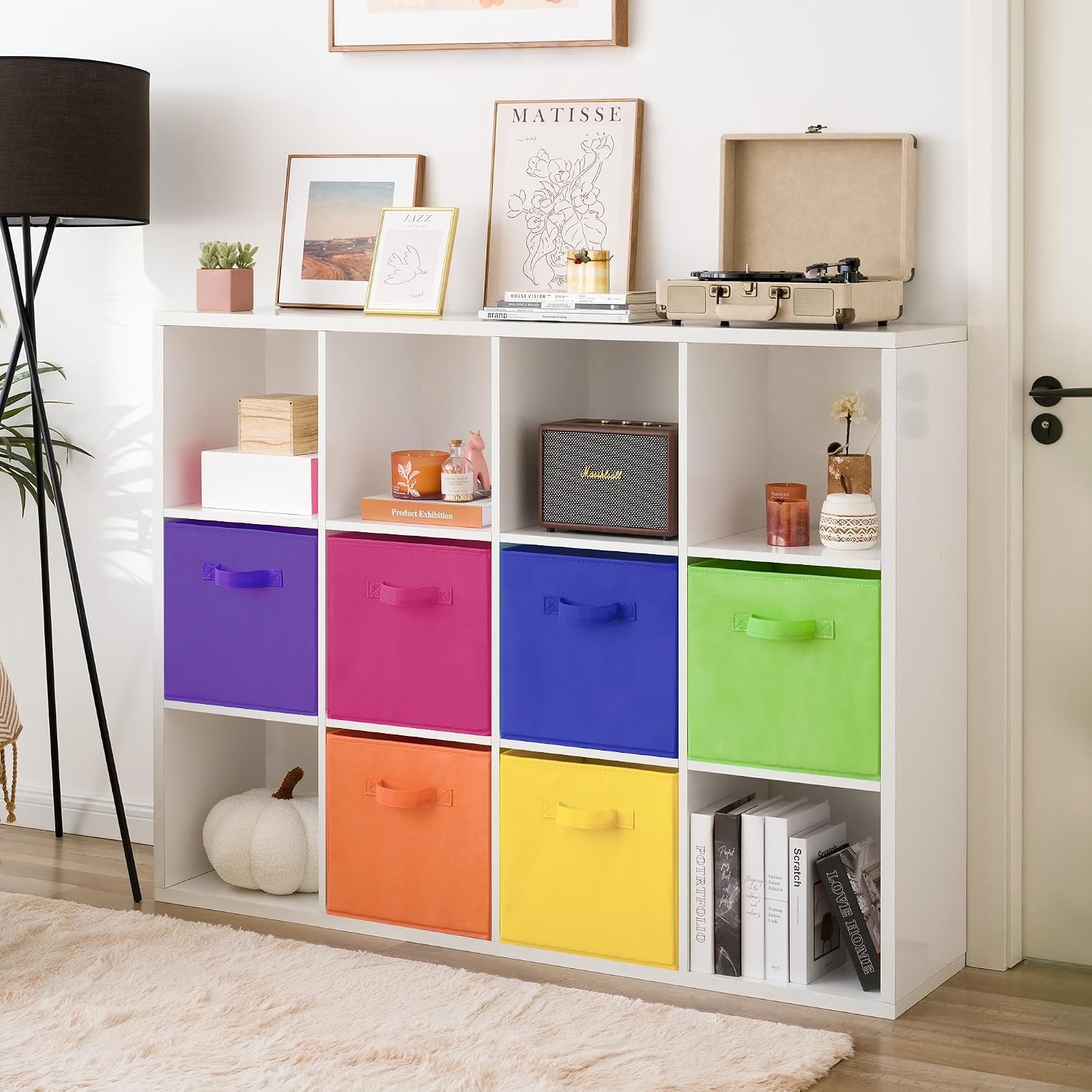 image:imageGRANNY SAYS Cube Storage Bins 11 Inch 6 Pack Storage Cube Organizer Foldable Fabric Storage Boxes with Handle Decorative Clothing Storage Baskets for Shelves Closet PinkRainbow