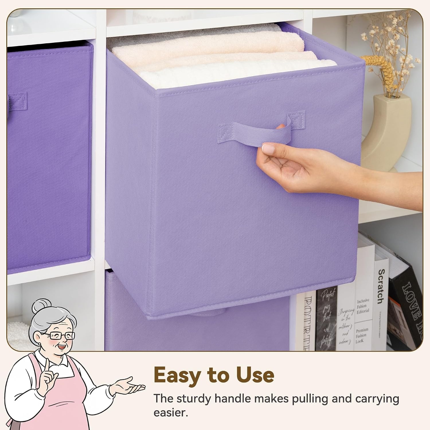 image:imageGRANNY SAYS Cube Storage Bins 11 Inch 6 Pack Storage Cube Organizer Foldable Fabric Storage Boxes with Handle Decorative Clothing Storage Baskets for Shelves Closet PinkPurple Gradient