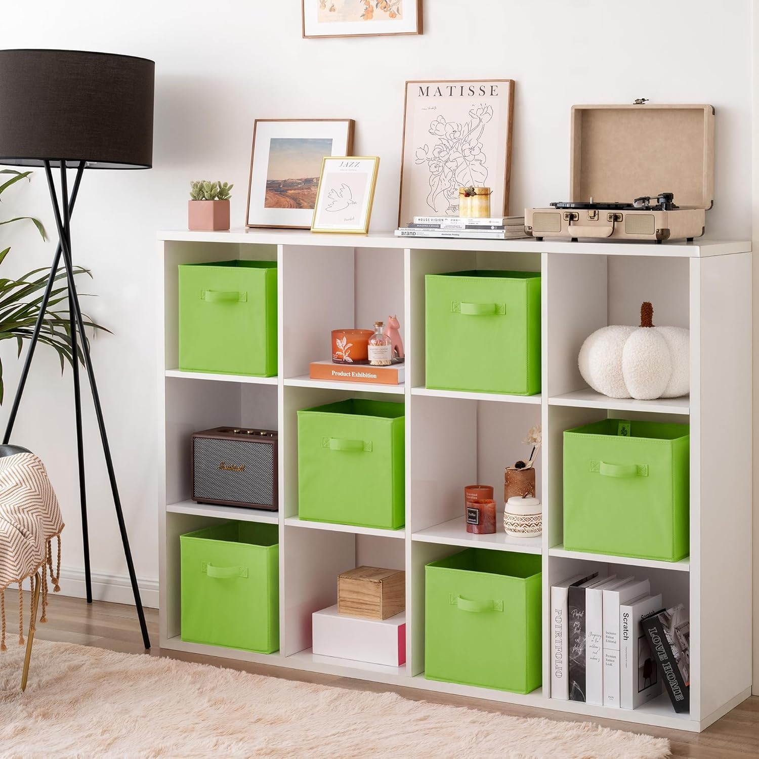 image:imageGRANNY SAYS Cube Storage Bins 11 Inch 6 Pack Storage Cube Organizer Foldable Fabric Storage Boxes with Handle Decorative Clothing Storage Baskets for Shelves Closet PinkLight Green