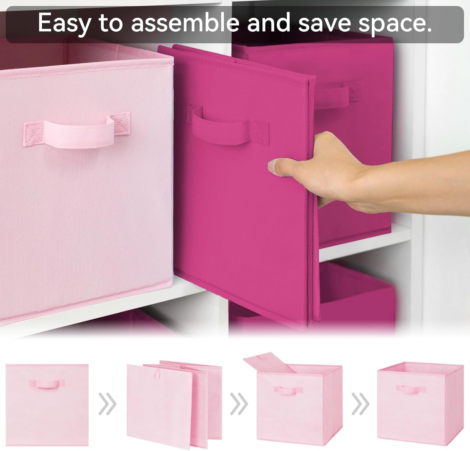 image:imageGRANNY SAYS Cube Storage Bins 11 Inch 6 Pack Storage Cube Organizer Foldable Fabric Storage Boxes with Handle Decorative Clothing Storage Baskets for Shelves Closet PinkPink Gradient