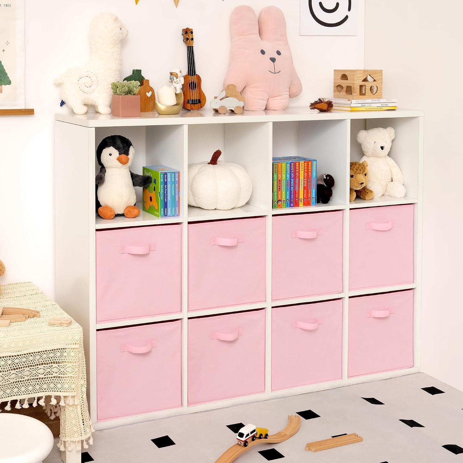 image:imageGRANNY SAYS Cube Storage Bins 11 Inch 6 Pack Storage Cube Organizer Foldable Fabric Storage Boxes with Handle Decorative Clothing Storage Baskets for Shelves Closet PinkPink