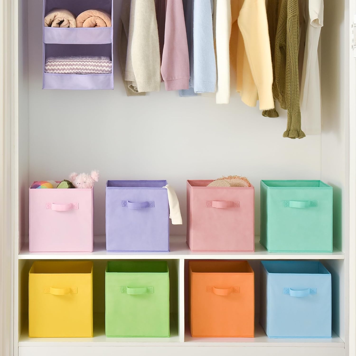 image:imageGRANNY SAYS Cube Storage Bins 11 Inch 6 Pack Storage Cube Organizer Foldable Fabric Storage Boxes with Handle Decorative Clothing Storage Baskets for Shelves Closet PinkPastel