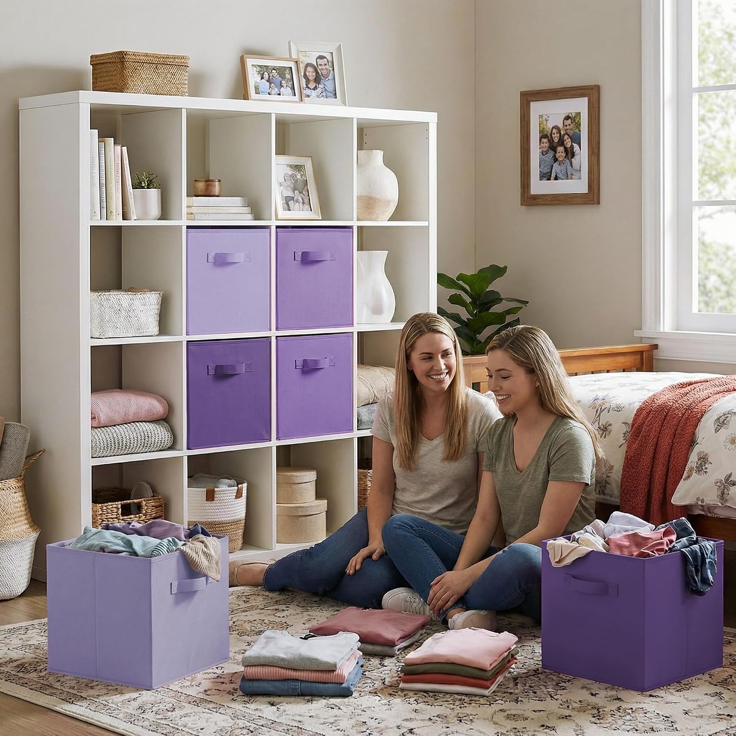image:imageGRANNY SAYS Cube Storage Bins 11 Inch 6 Pack Storage Cube Organizer Foldable Fabric Storage Boxes with Handle Decorative Clothing Storage Baskets for Shelves Closet PinkPurple Gradient