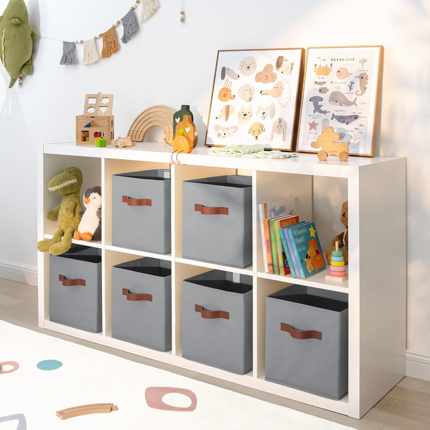 image:imageGRANNY SAYS Cube Storage Bins 11 Inch 6 Pack Storage Cube Organizer Foldable Fabric Storage Boxes with Handle Decorative Clothing Storage Baskets for Shelves Closet PinkGrey