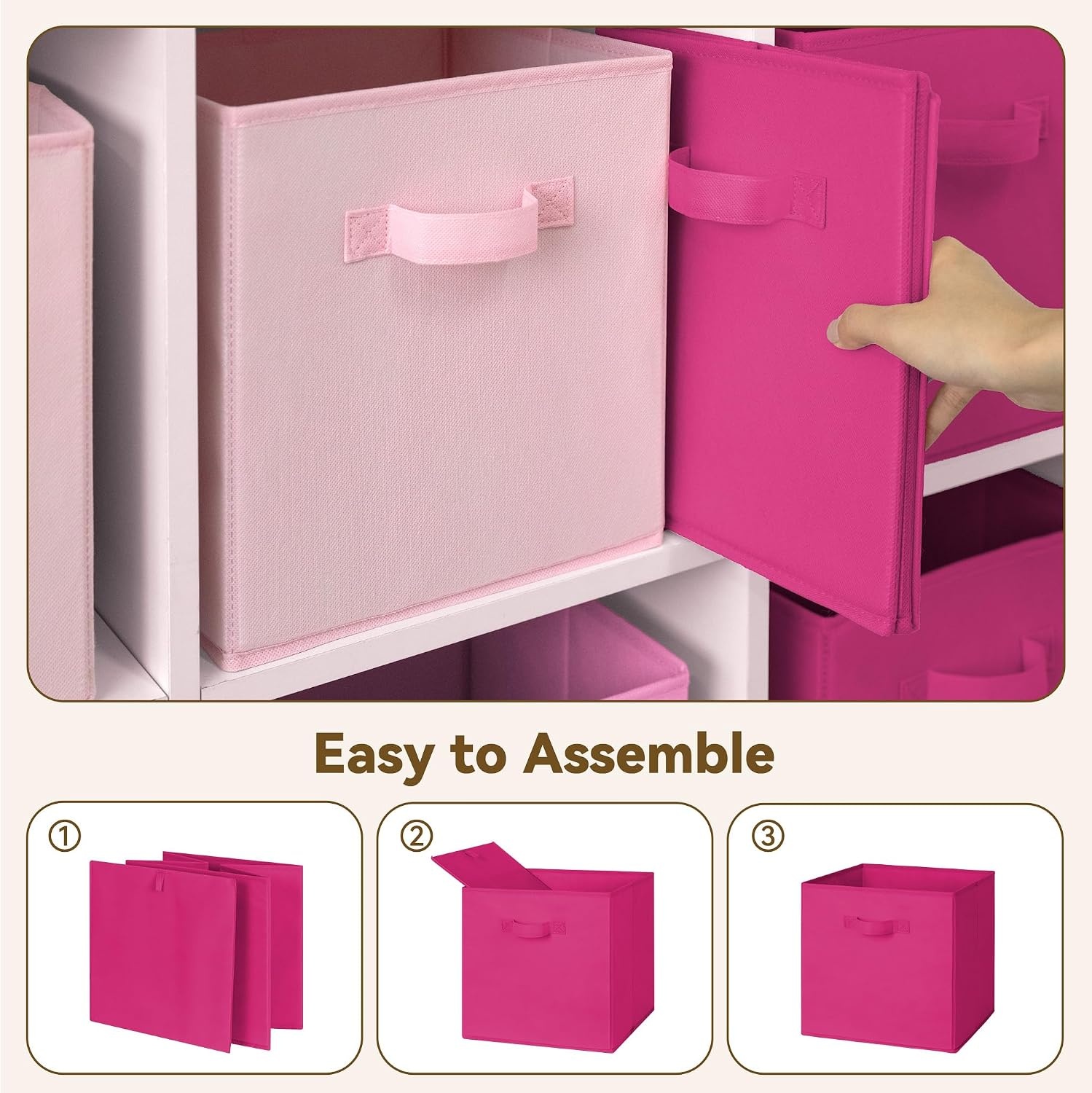 image:imageGRANNY SAYS Cube Storage Bins 11 Inch 6 Pack Storage Cube Organizer Foldable Fabric Storage Boxes with Handle Decorative Clothing Storage Baskets for Shelves Closet PinkPink Gradient