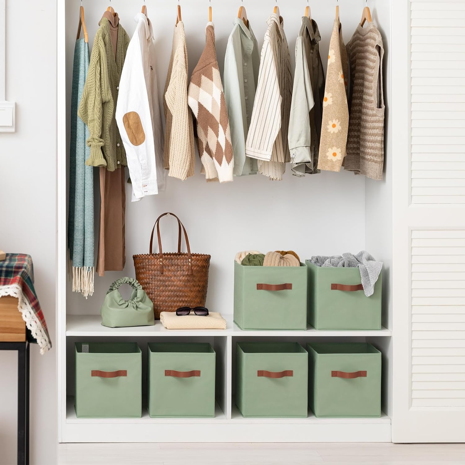image:imageGRANNY SAYS Cube Storage Bins 11 Inch 6 Pack Storage Cube Organizer Foldable Fabric Storage Boxes with Handle Decorative Clothing Storage Baskets for Shelves Closet PinkGreen
