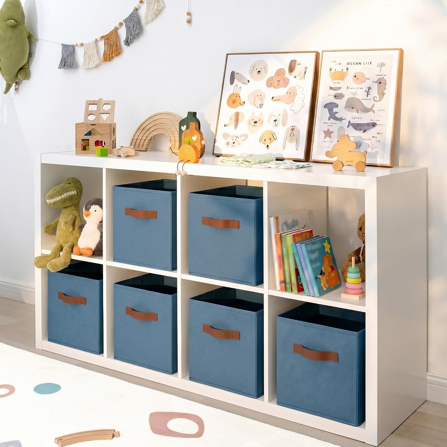 image:imageGRANNY SAYS Cube Storage Bins 11 Inch 6 Pack Storage Cube Organizer Foldable Fabric Storage Boxes with Handle Decorative Clothing Storage Baskets for Shelves Closet PinkDusty Blue