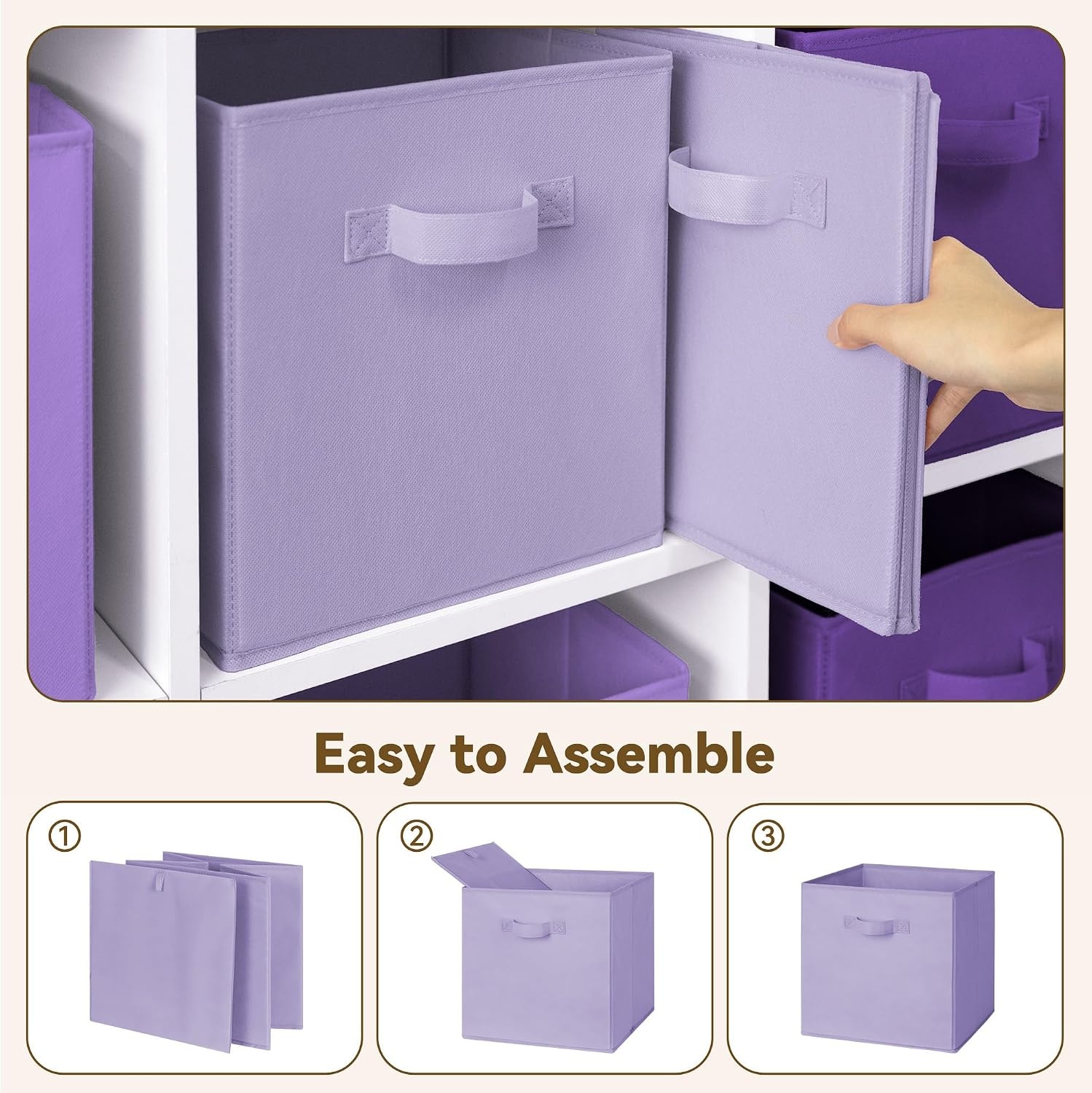 image:imageGRANNY SAYS Cube Storage Bins 11 Inch 6 Pack Storage Cube Organizer Foldable Fabric Storage Boxes with Handle Decorative Clothing Storage Baskets for Shelves Closet PinkPurple Gradient