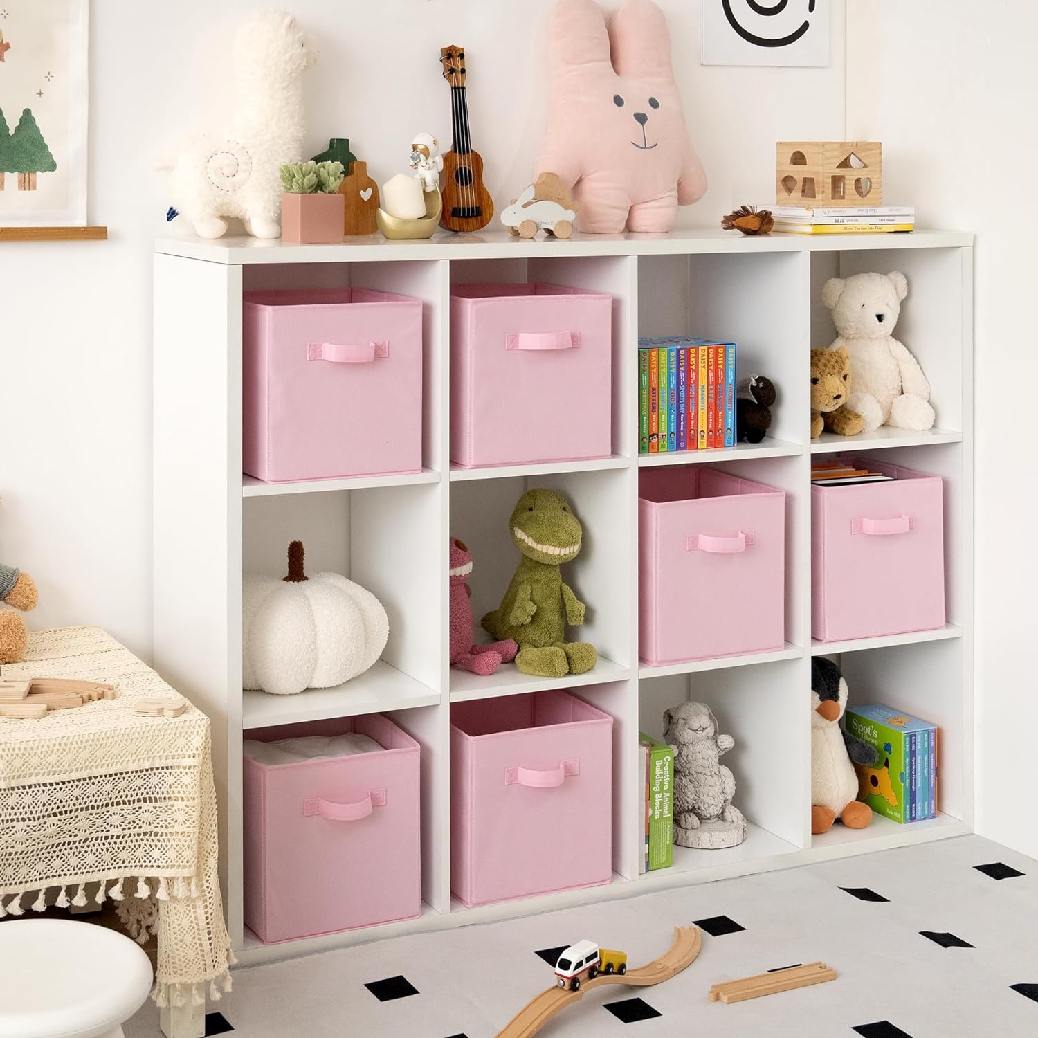 image:imageGRANNY SAYS Cube Storage Bins 11 Inch 6 Pack Storage Cube Organizer Foldable Fabric Storage Boxes with Handle Decorative Clothing Storage Baskets for Shelves Closet PinkPink