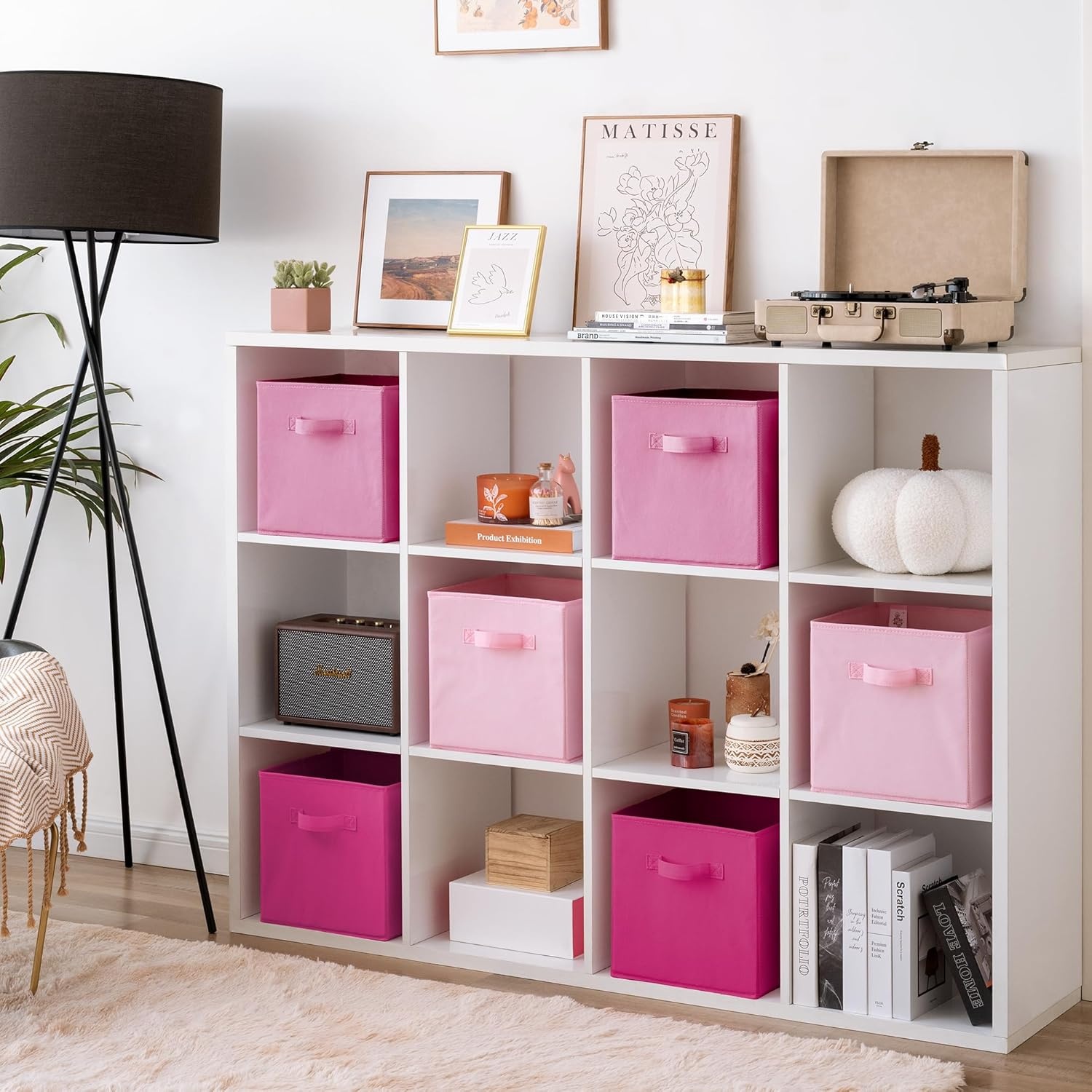 image:imageGRANNY SAYS Cube Storage Bins 11 Inch 6 Pack Storage Cube Organizer Foldable Fabric Storage Boxes with Handle Decorative Clothing Storage Baskets for Shelves Closet PinkPink Gradient