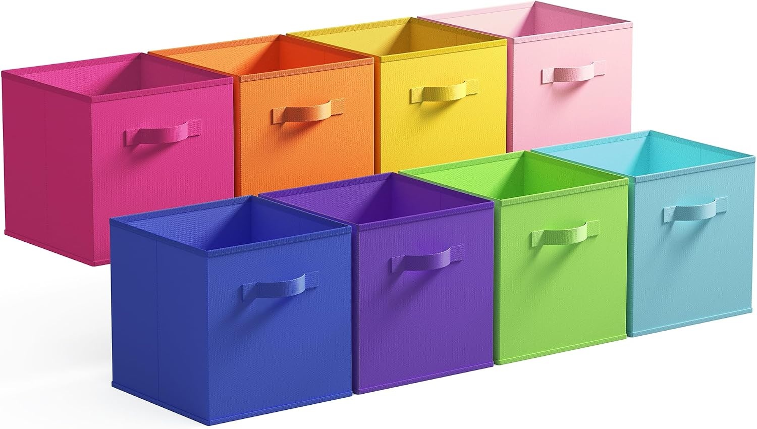 image:imageGRANNY SAYS Cube Storage Bins 11 Inch 6 Pack Storage Cube Organizer Foldable Fabric Storage Boxes with Handle Decorative Clothing Storage Baskets for Shelves Closet PinkRainbow