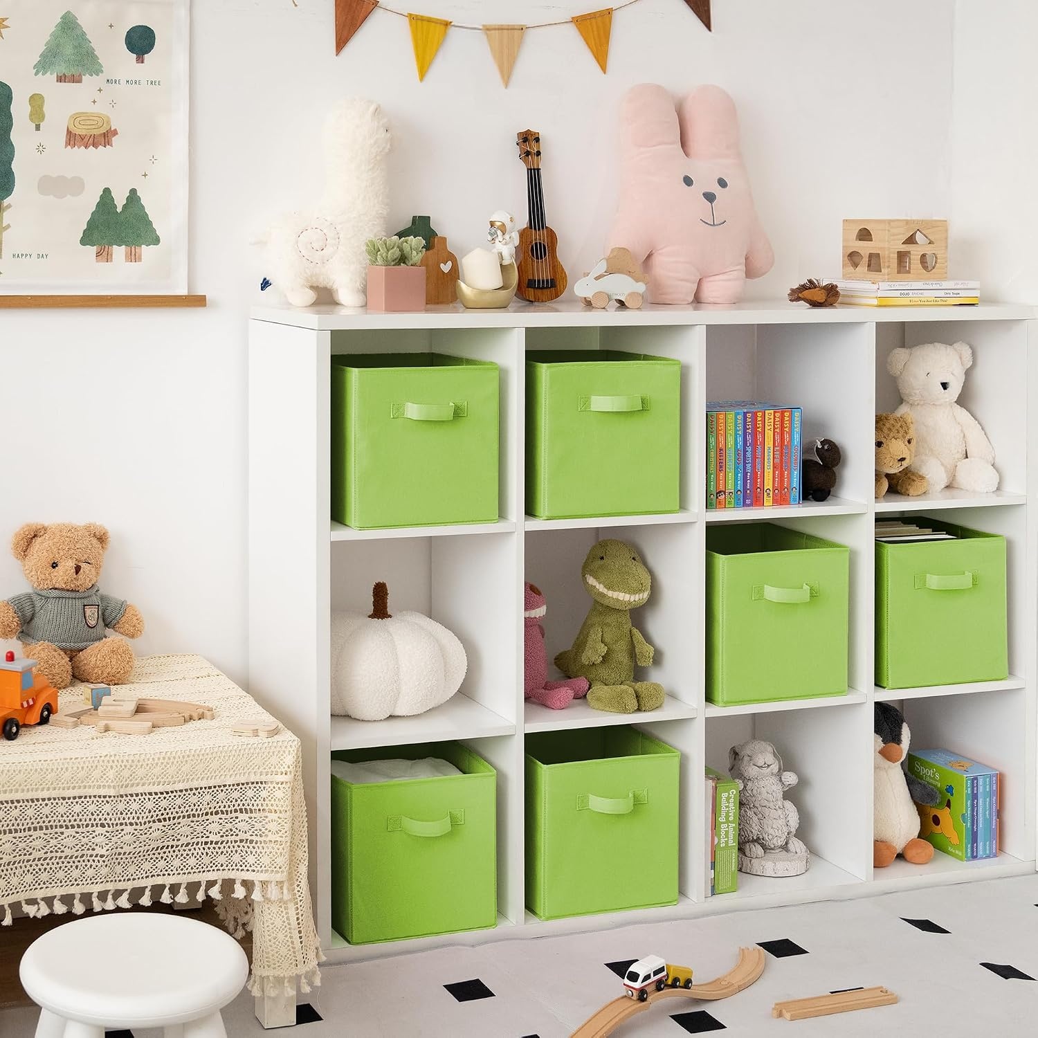 image:imageGRANNY SAYS Cube Storage Bins 11 Inch 6 Pack Storage Cube Organizer Foldable Fabric Storage Boxes with Handle Decorative Clothing Storage Baskets for Shelves Closet PinkLight Green