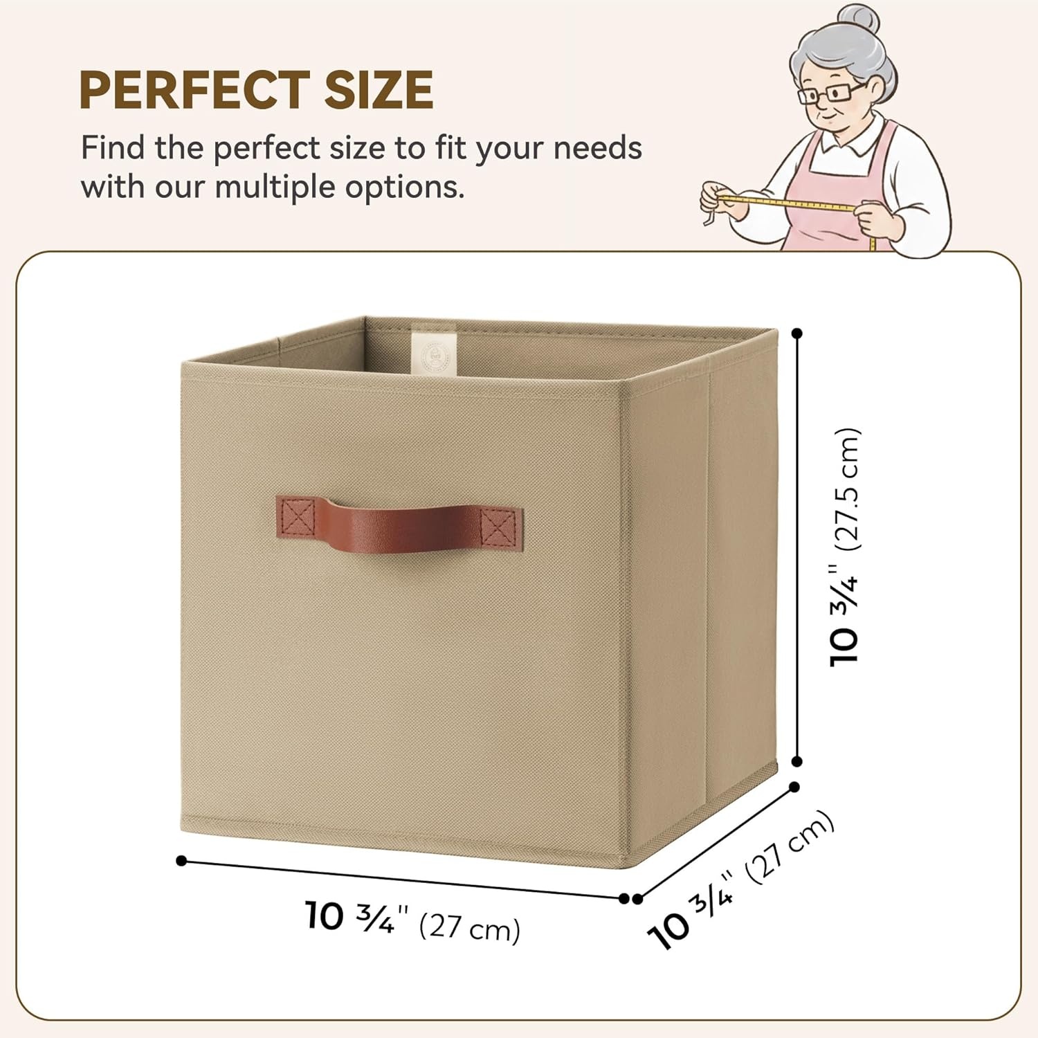 image:imageGRANNY SAYS Cube Storage Bins 11 Inch 6 Pack Storage Cube Organizer Foldable Fabric Storage Boxes with Handle Decorative Clothing Storage Baskets for Shelves Closet PinkKhaki