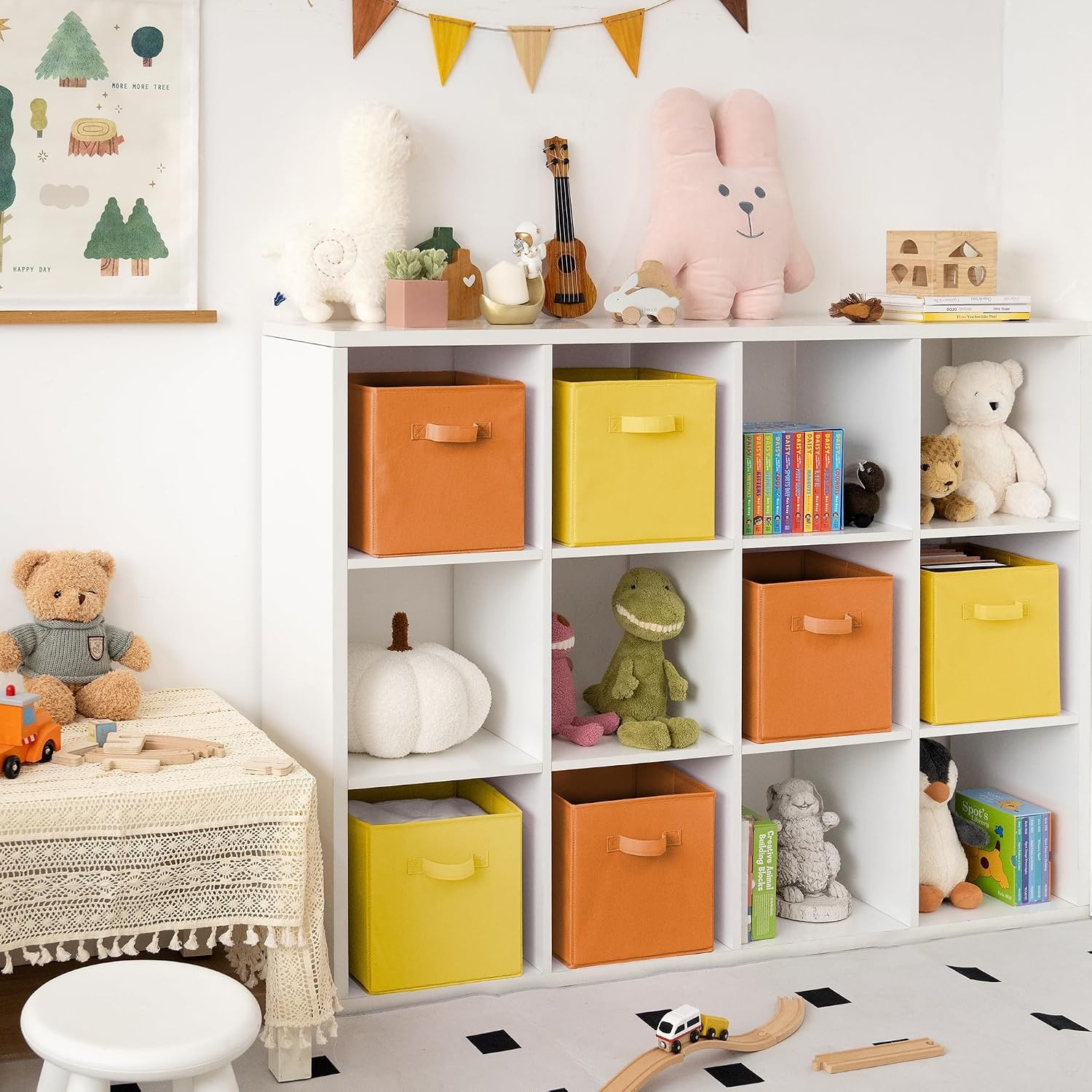 image:imageGRANNY SAYS Cube Storage Bins 11 Inch 6 Pack Storage Cube Organizer Foldable Fabric Storage Boxes with Handle Decorative Clothing Storage Baskets for Shelves Closet Pink3 Yellow 3 Orange