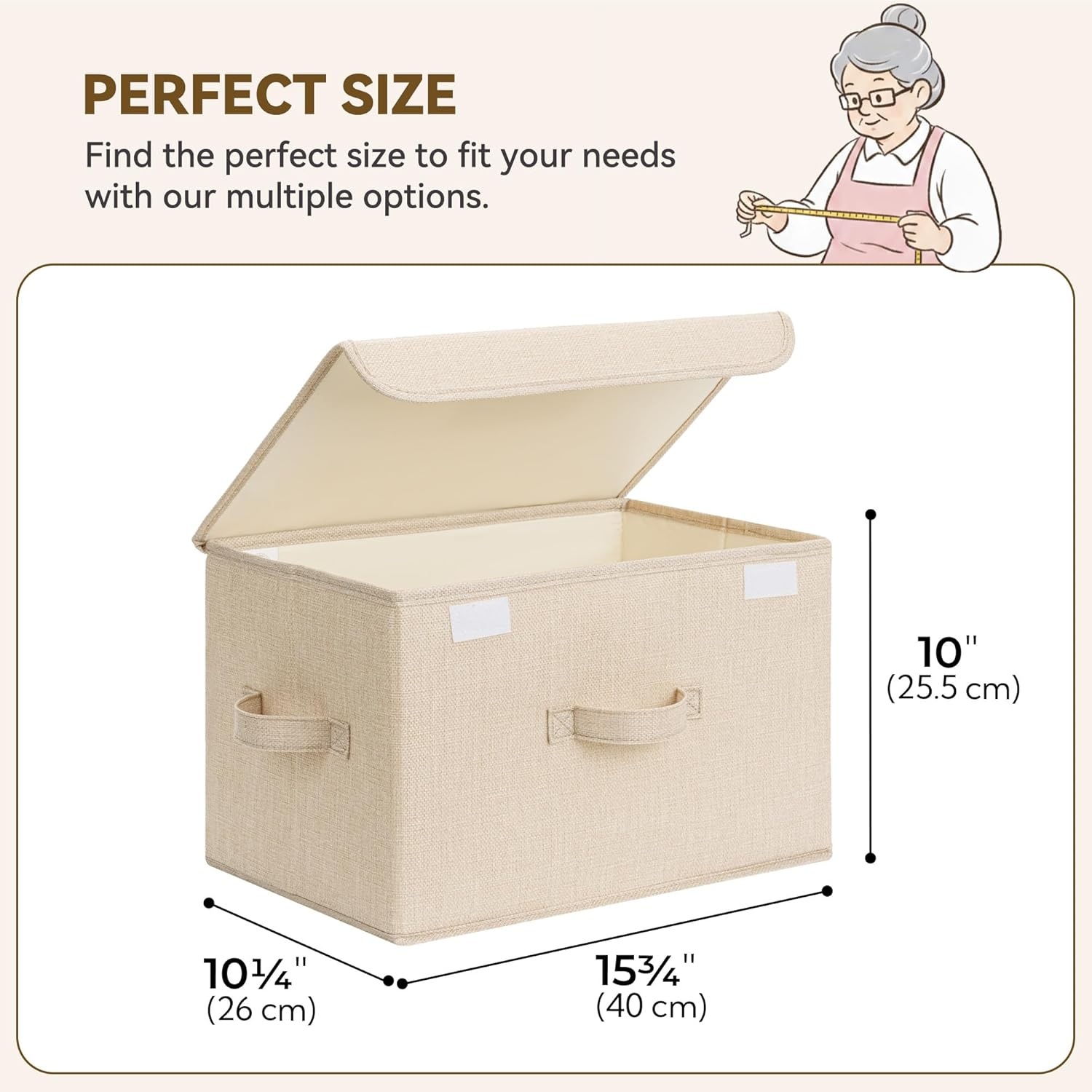 image:imageGRANNY SAYS Fabric Storage Boxes Memory Keepsake Box Large Storage Bins with Lids Closet Organizers Toy Box Storage Baskets for Shelves WhiteGray 2PackIvory WhiteKhaki