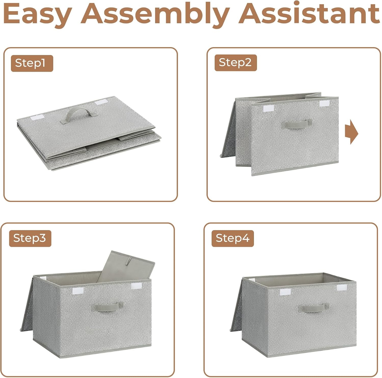 image:imageGRANNY SAYS Fabric Storage Boxes Memory Keepsake Box Large Storage Bins with Lids Closet Organizers Toy Box Storage Baskets for Shelves WhiteGray 2PackAsh Gray
