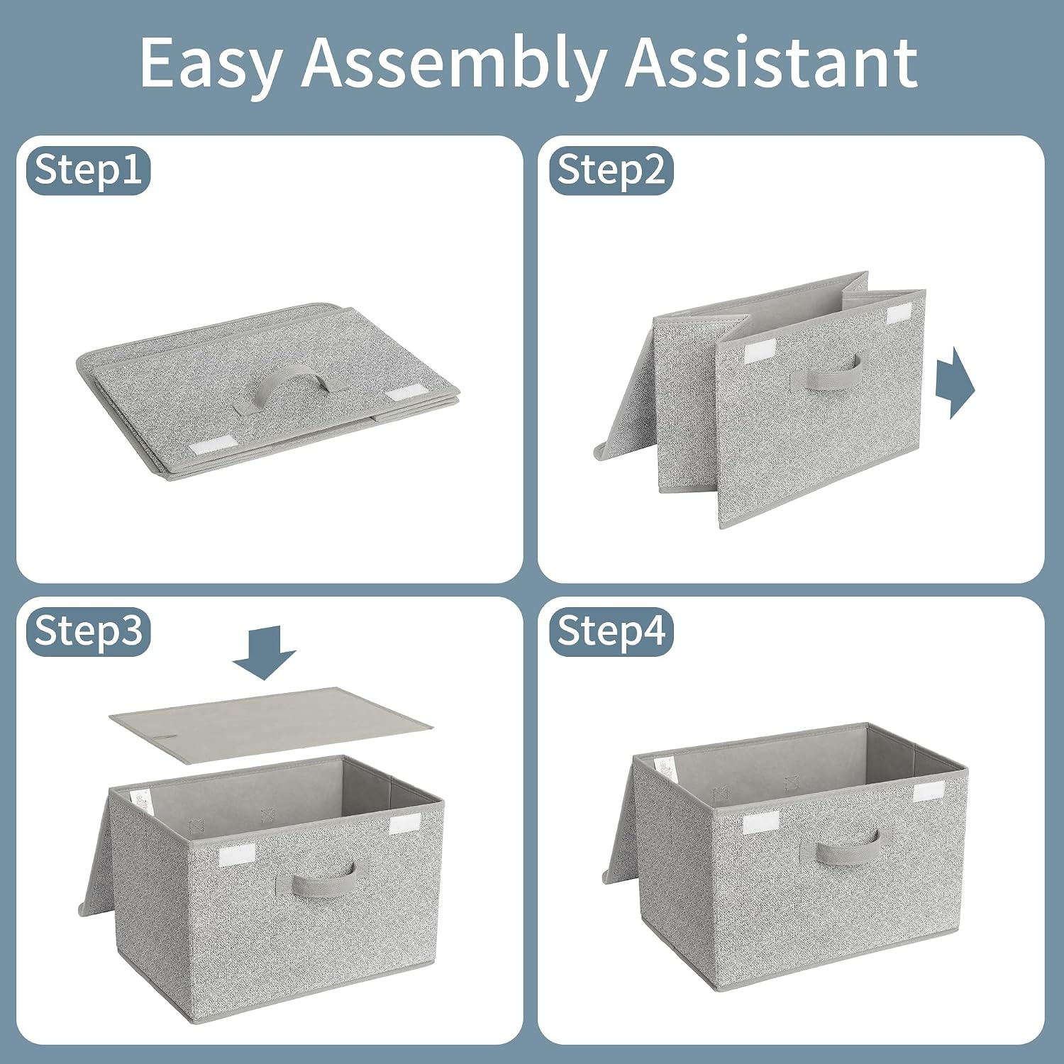 image:imageGRANNY SAYS Fabric Storage Boxes Memory Keepsake Box Large Storage Bins with Lids Closet Organizers Toy Box Storage Baskets for Shelves WhiteGray 2PackAsh Gray