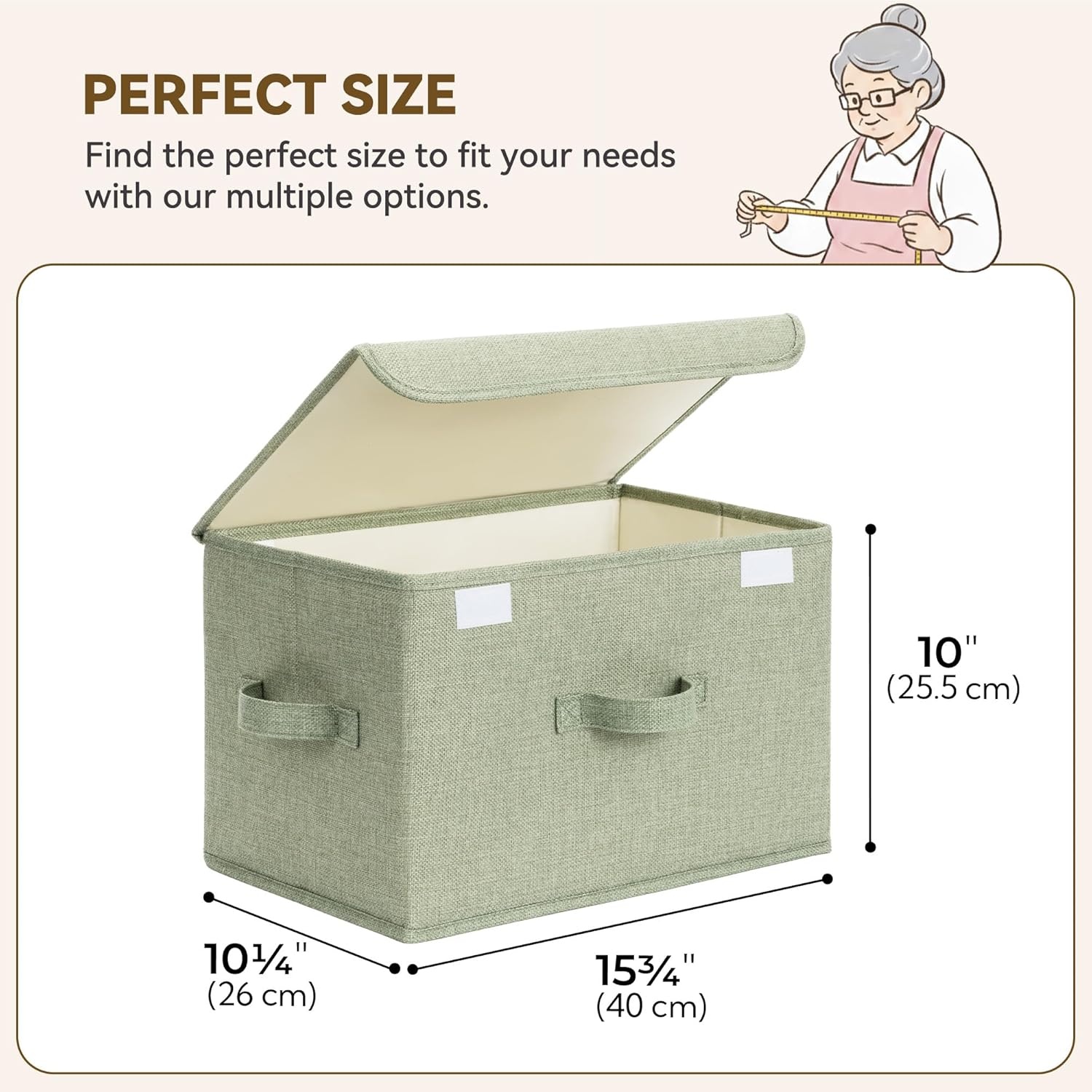 image:imageGRANNY SAYS Fabric Storage Boxes Memory Keepsake Box Large Storage Bins with Lids Closet Organizers Toy Box Storage Baskets for Shelves WhiteGray 2PackSage GreenDark Green