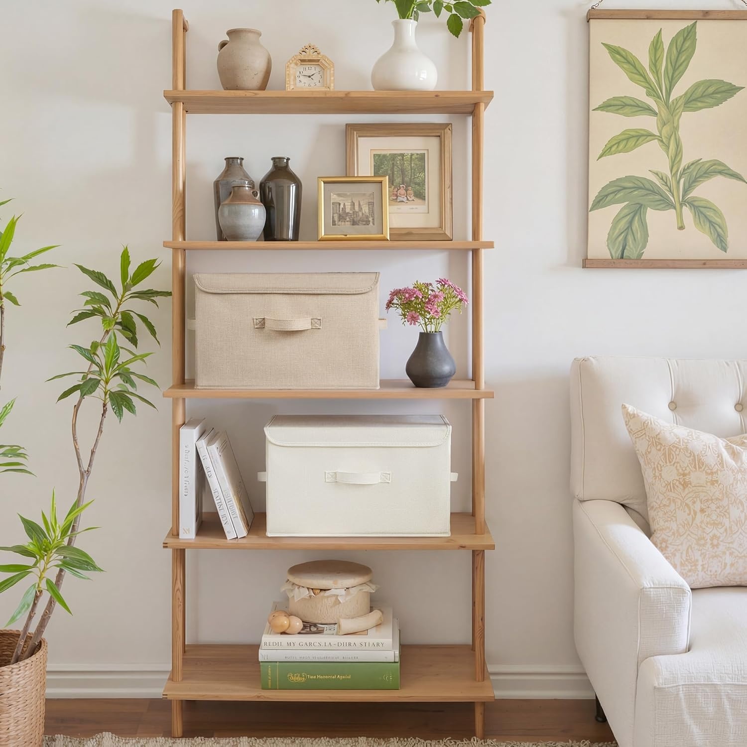 image:imageGRANNY SAYS Fabric Storage Boxes Memory Keepsake Box Large Storage Bins with Lids Closet Organizers Toy Box Storage Baskets for Shelves WhiteGray 2PackIvory WhiteKhaki
