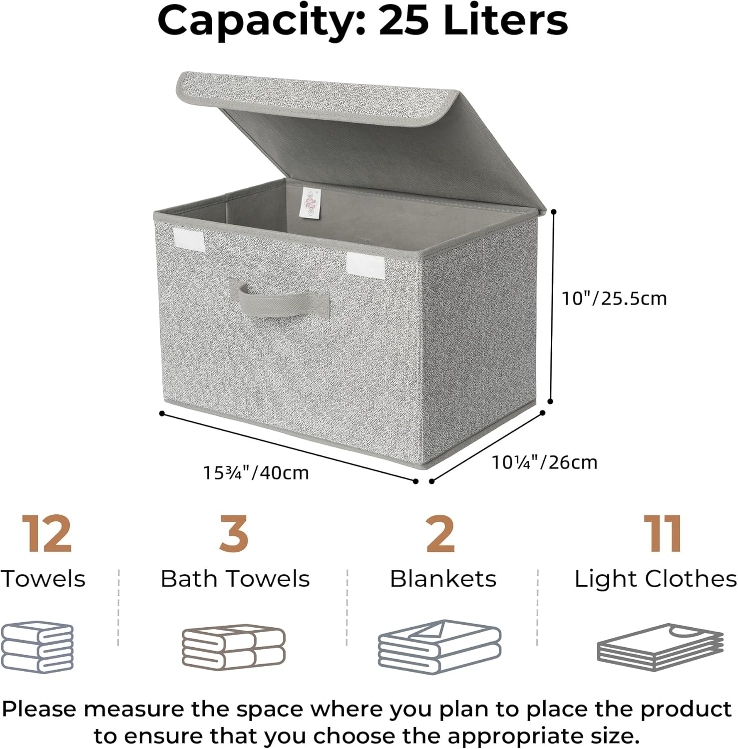 image:imageGRANNY SAYS Fabric Storage Boxes Memory Keepsake Box Large Storage Bins with Lids Closet Organizers Toy Box Storage Baskets for Shelves WhiteGray 2PackAsh Gray